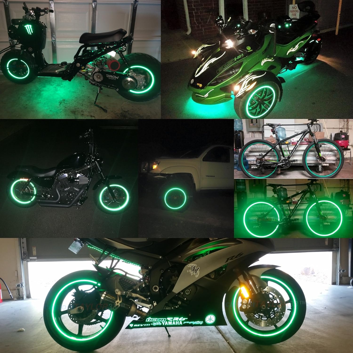 customTAYLOR33 VERDE cinta reflactante de alta intensidad de seguridad para rins, roja (debe seleccionar el tamaño de rin)