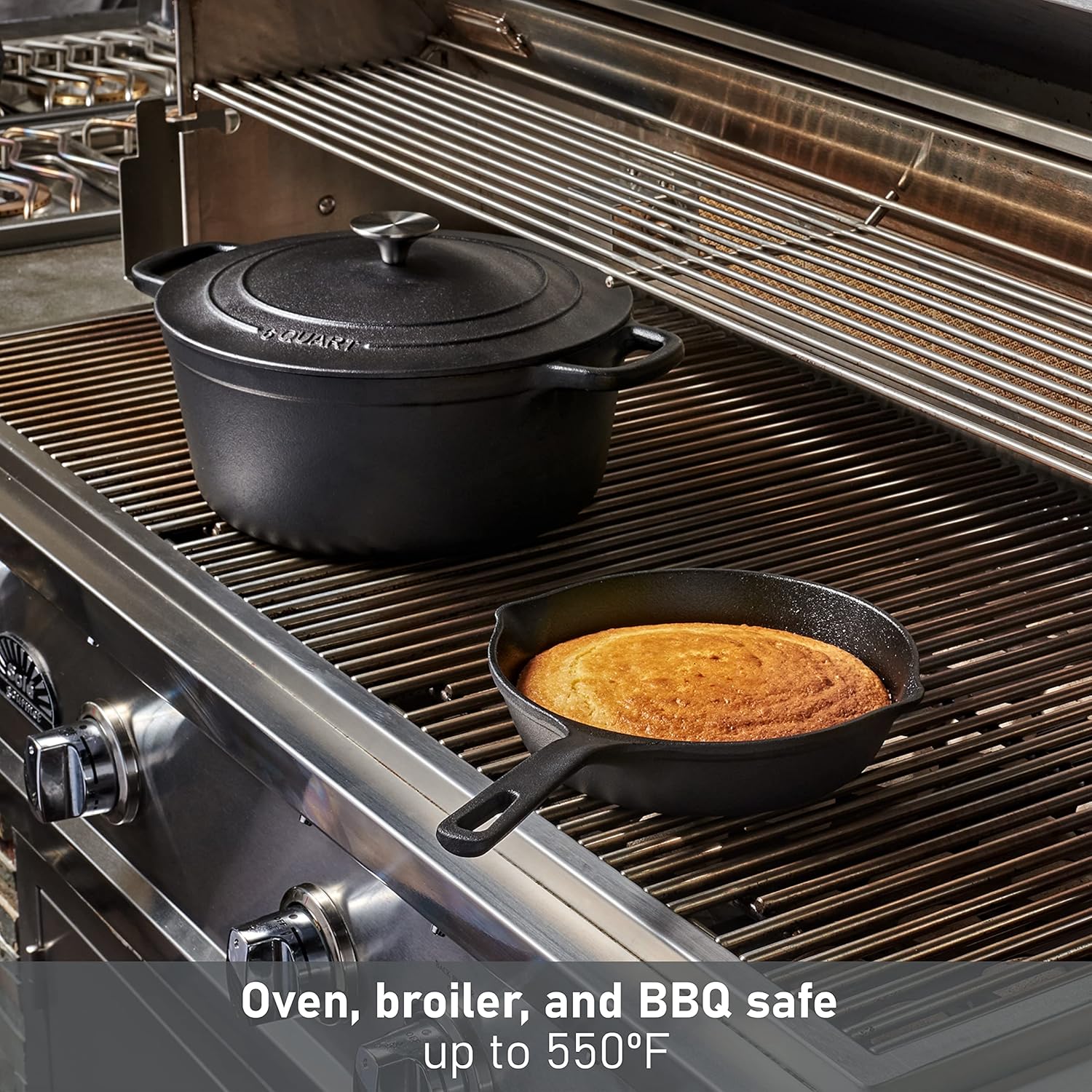 MasterPRO Sartén de hierro fundido pre-sazonado  Sartén para cocinar, saltear y freír para uso en interiores y exteriores  Parrilla de barbacoa,