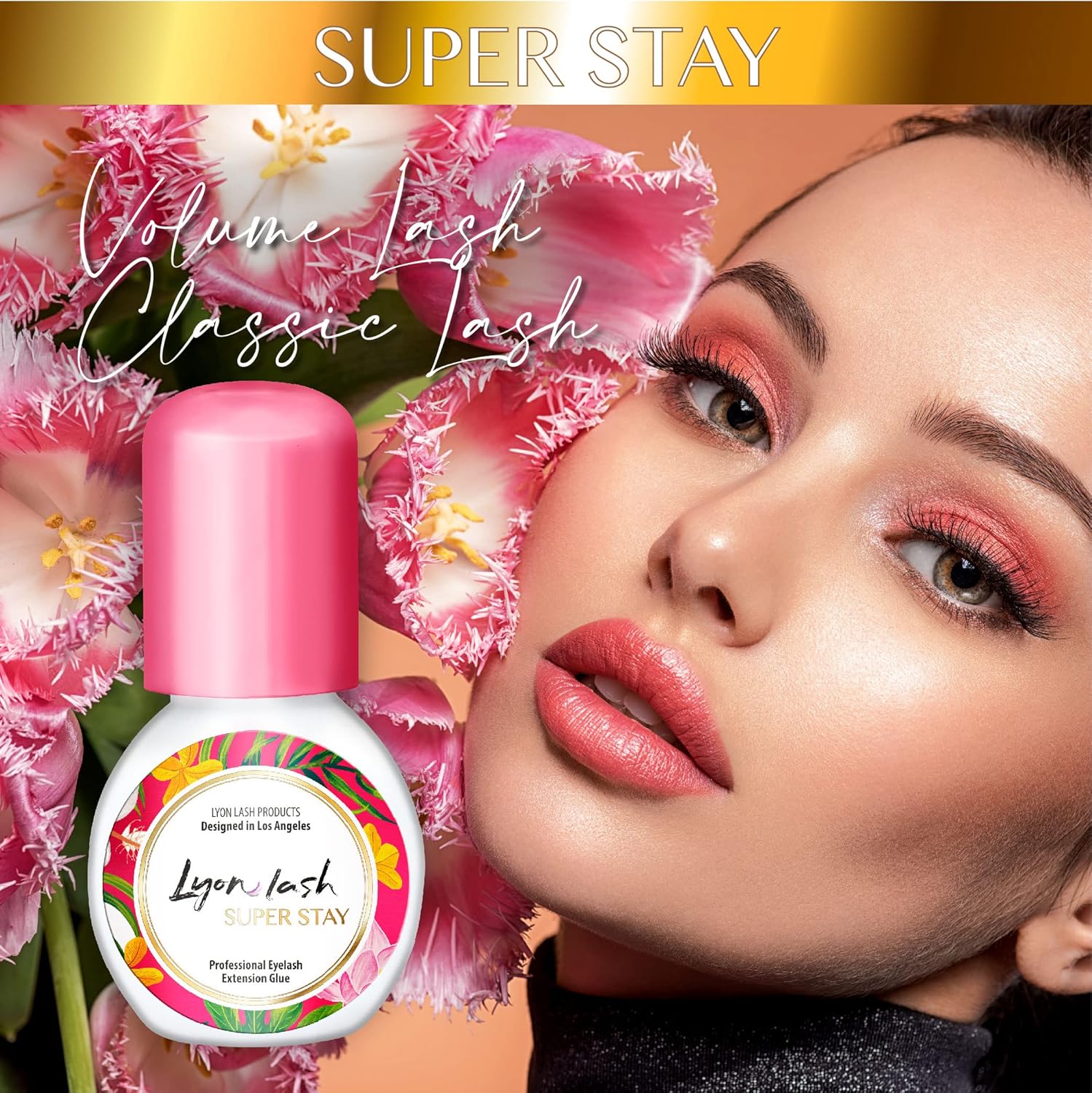 Lyon Lash Super Stay – Pegamento para extensión de pestañas de 0.0 fl oz, tiempo de secado de 0.5 segundos, retención de hasta 8 semanas,