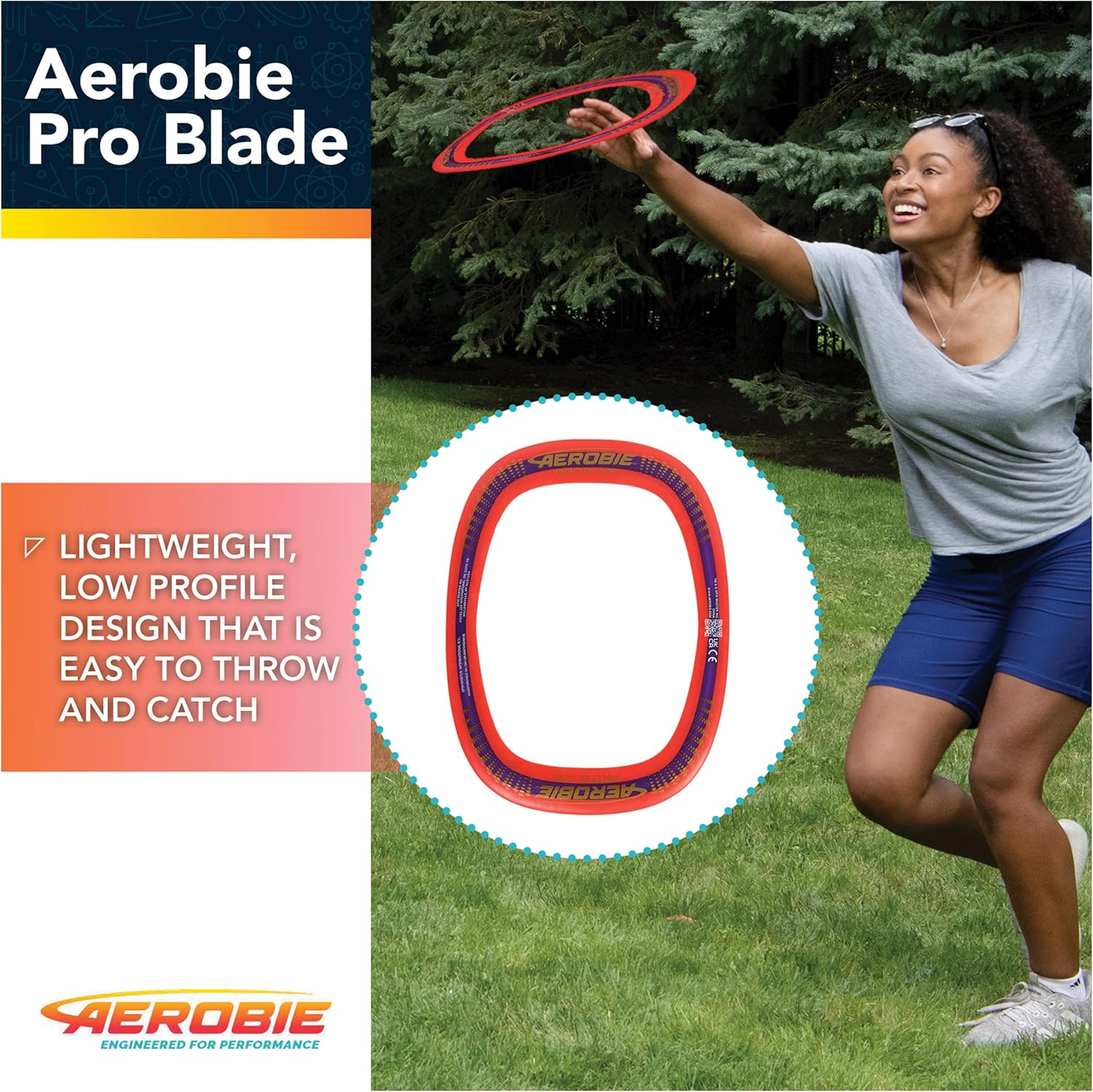 Aerobie Pro Blade – Anillo de tiro ligero para niños, para jugar al golf de disco, juegos en el patio trasero y más, juegos al aire libre para