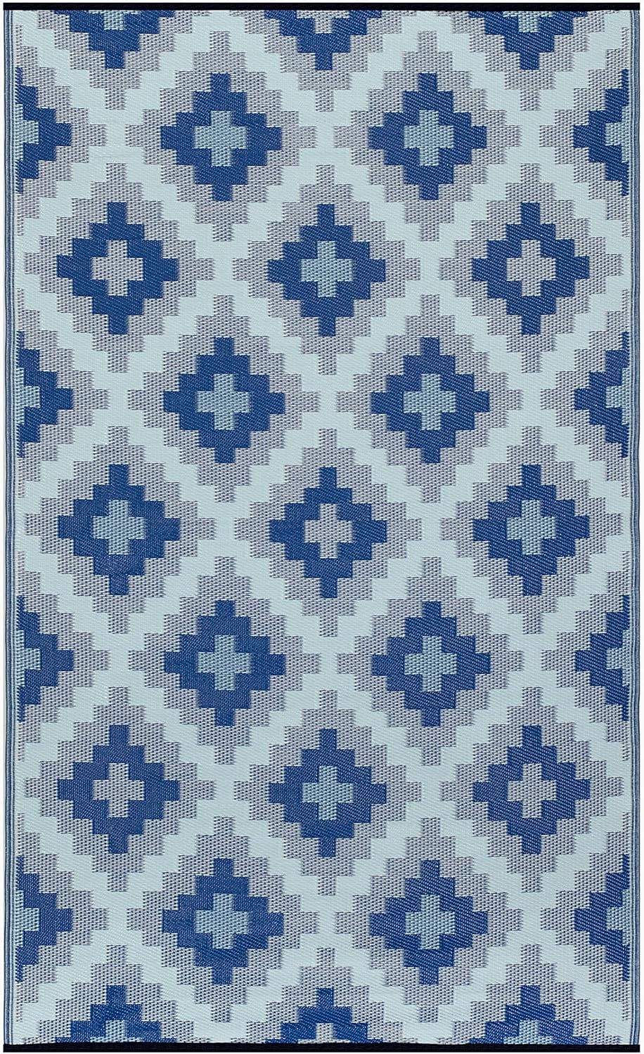 FH Home Alfombra para exteriores, impermeable, resistente a la decoloración, reversible, plástico reciclado de alta calidad, acabado geométrico para