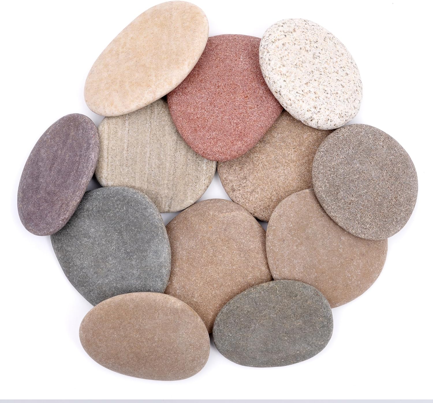 ROCART 12 rocas planas grandes de 3.15-4.15 pulgadas para pintar, rocas lisas de río, suministros de pintura para piedras de bondad, artes y