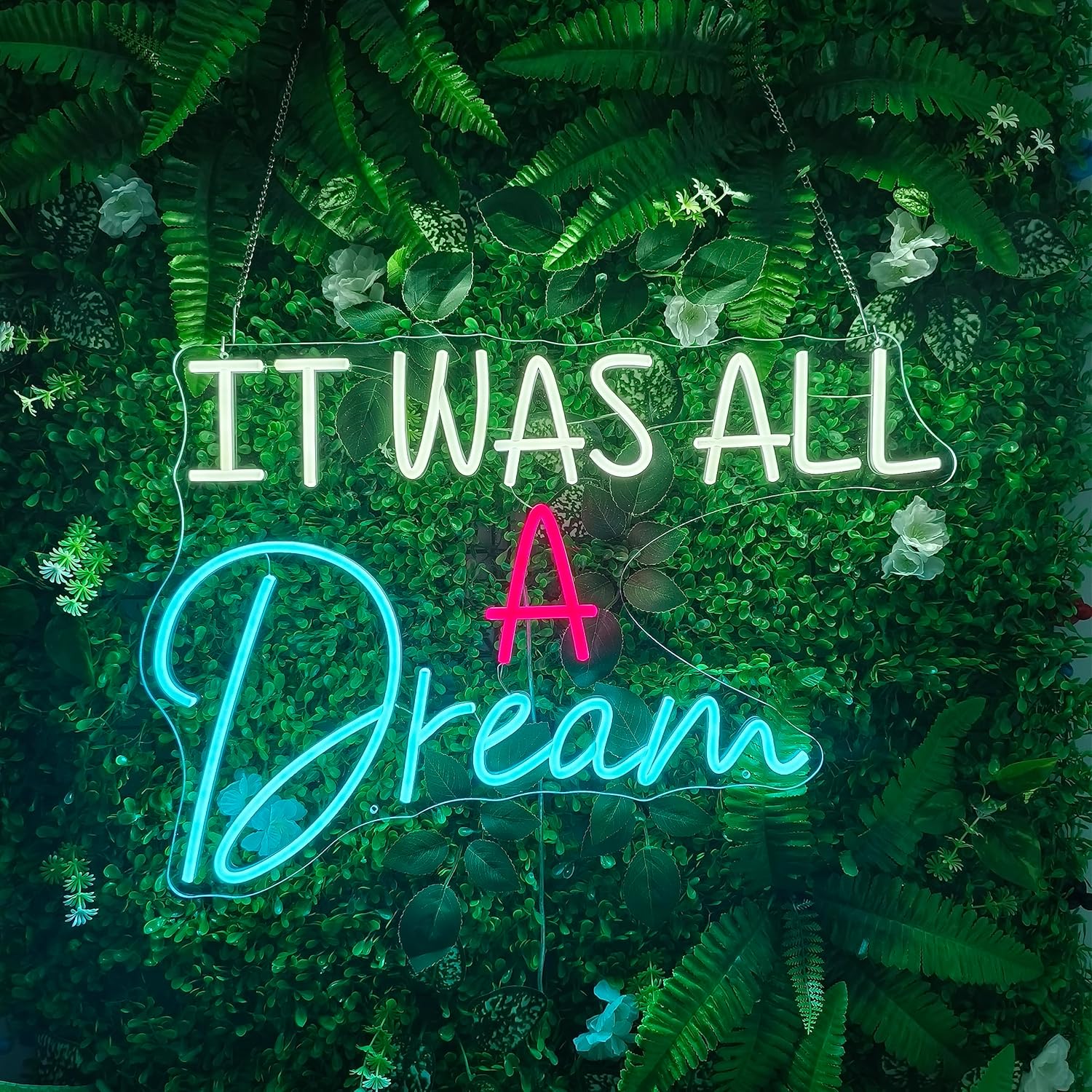 Letreros de neón con texto en inglés “IT WAS ALL A Dream”, luces LED de neón para decoración de pared, letrero iluminado para fiesta de cumpleaños,