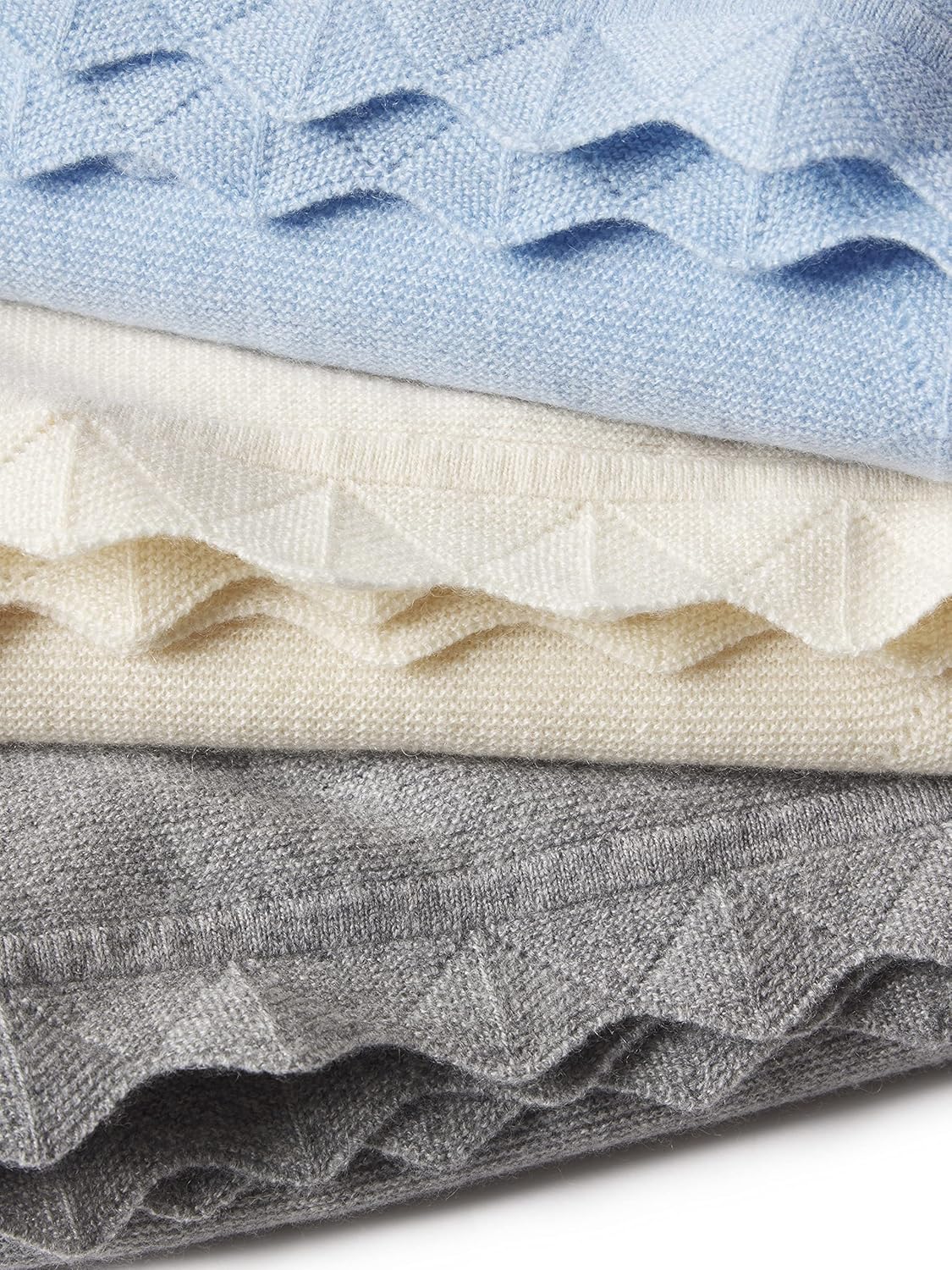 State Cashmere Luxe – Manta ligera con dobladillo festoneado, 100% cachemira pura, manta decorativa ultra suave para sofá, sofá y cama (azul bella,