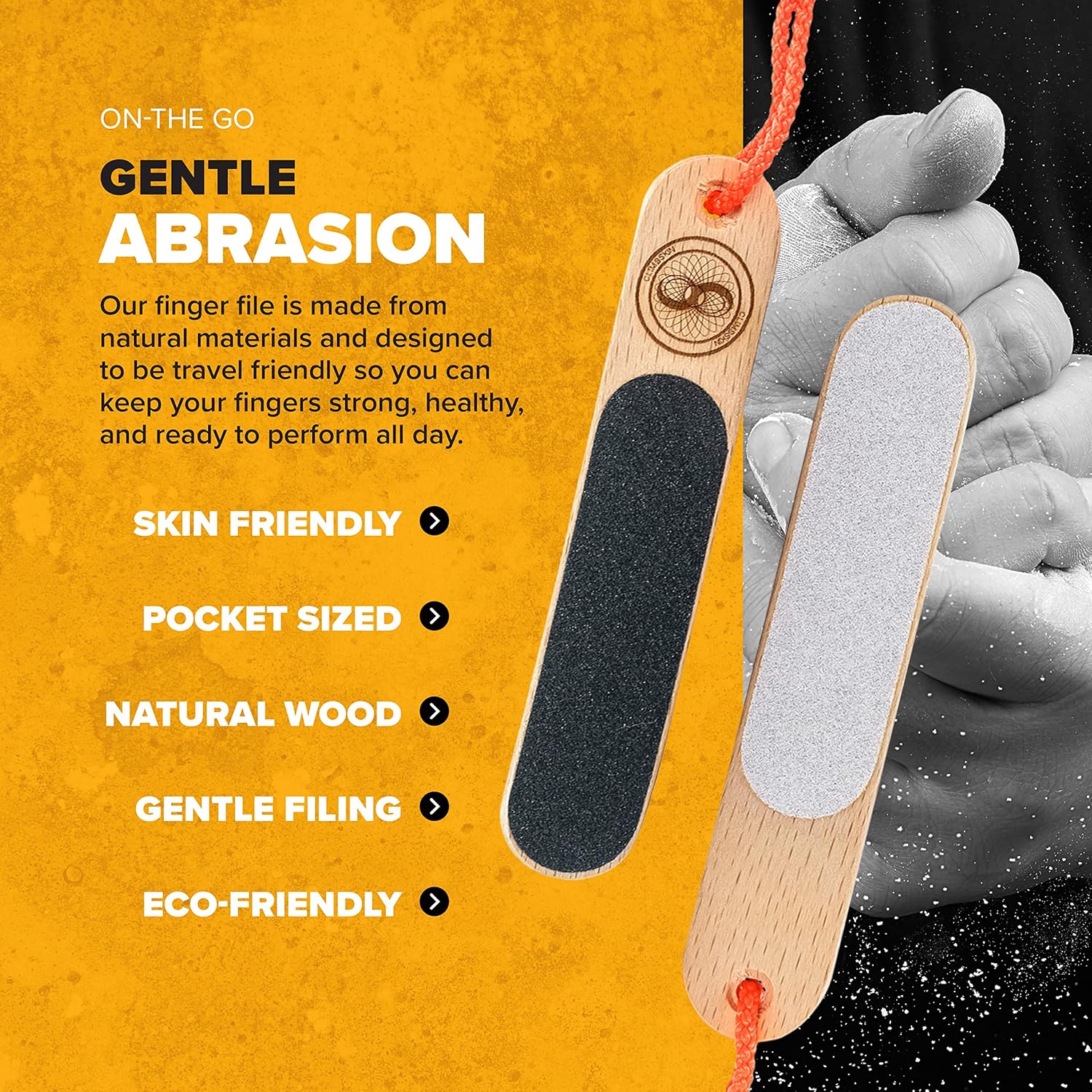 Lima de mano y dedo de doble cara, tamaño de bolsillo para viajes, para aletas, rasgaduras, grietas, manos fuertes y suaves, ideal para gimnasio,