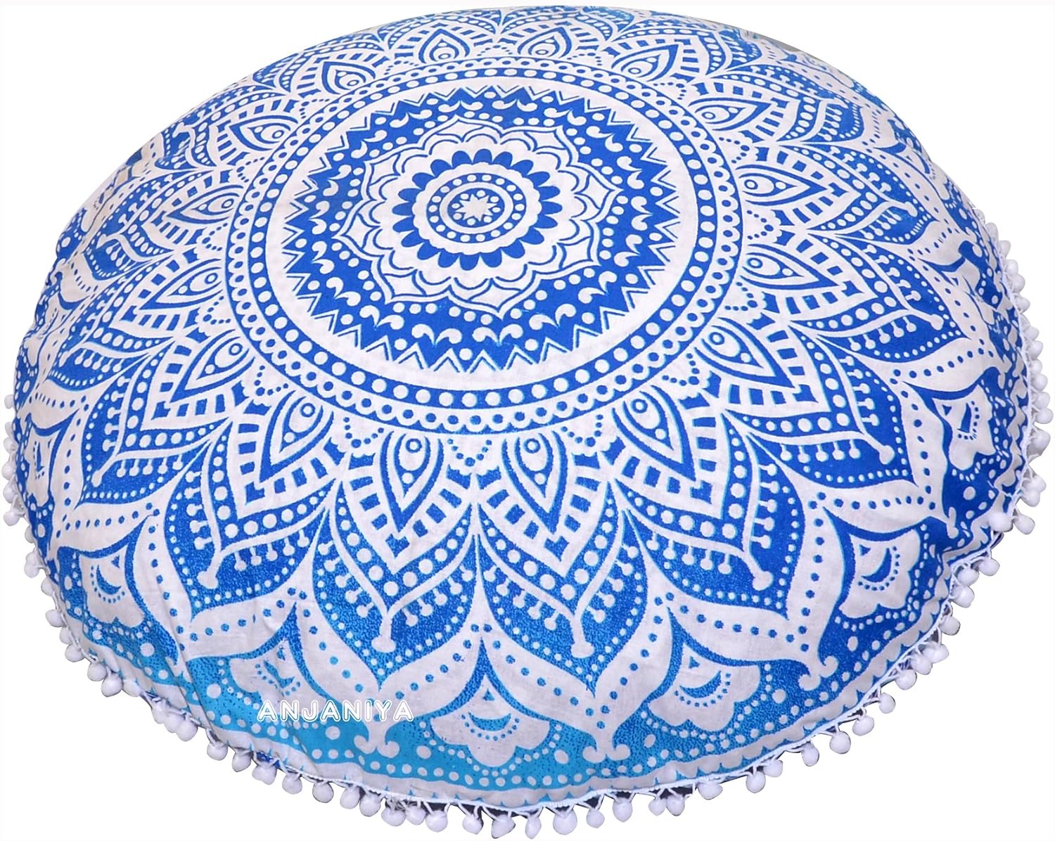 Funda de cojín para el suelo de yoga, bohemia con ombre mandala, de 32 pulgadas, cómoda para el hogar, cama, sofá, asiento, grande con zíper