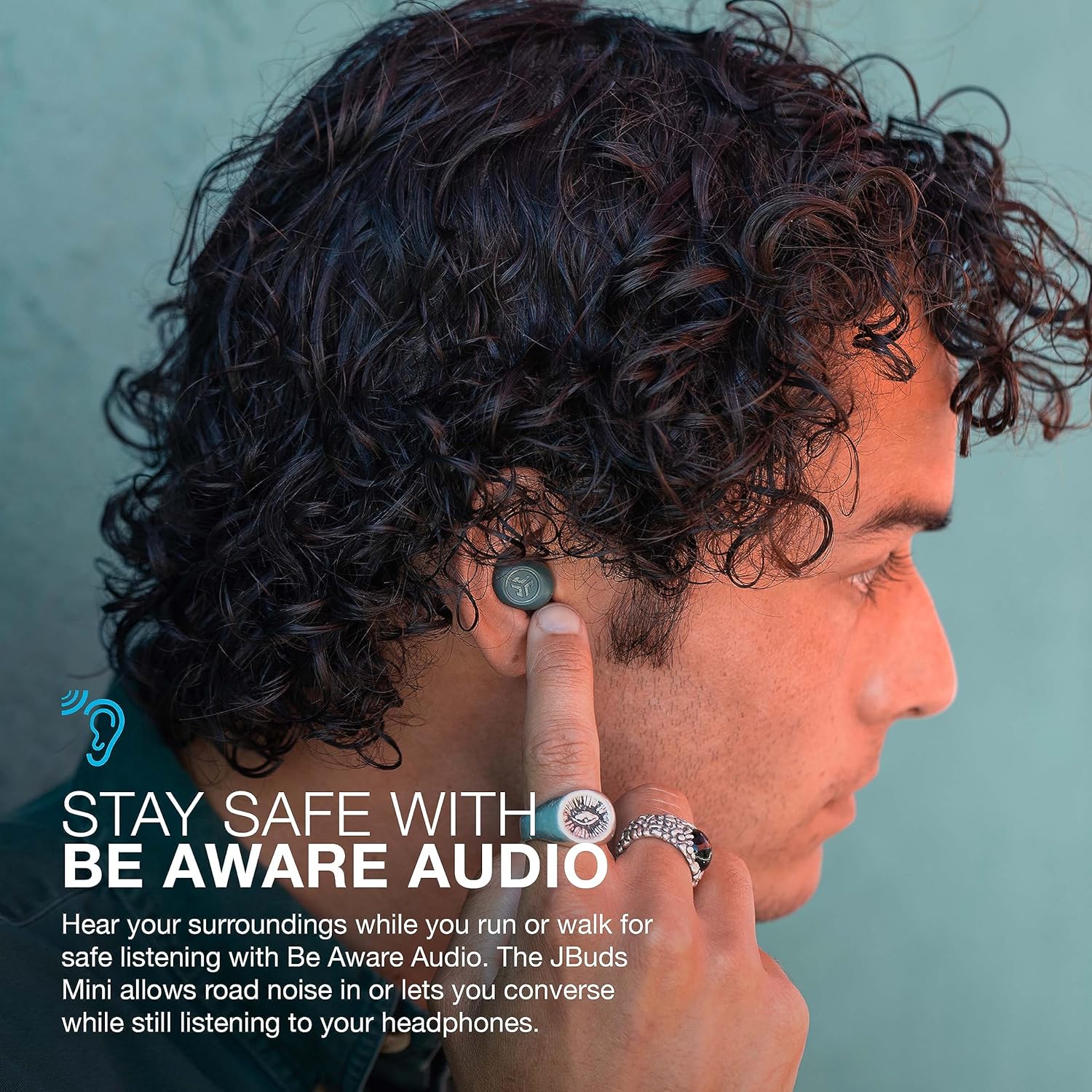 JLab JBuds Mini Auriculares Bluetooth inalámbricos + funda de carga, salvia, IP55 a prueba de sudor y polvo, Bluetooth multipunto, audio consciente,