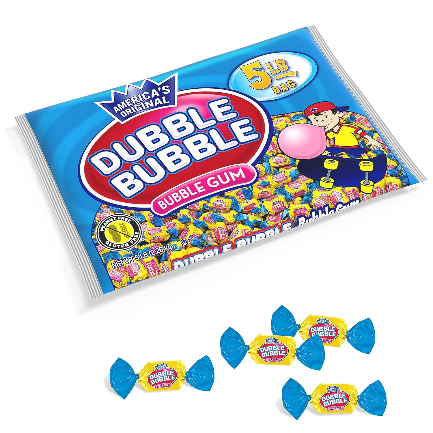 Dubble Bubble Original Twist Bubble Bubble – Caramelo envuelto individualmente, sin gluten, kosher y sin maní, bolsa de 5 libras