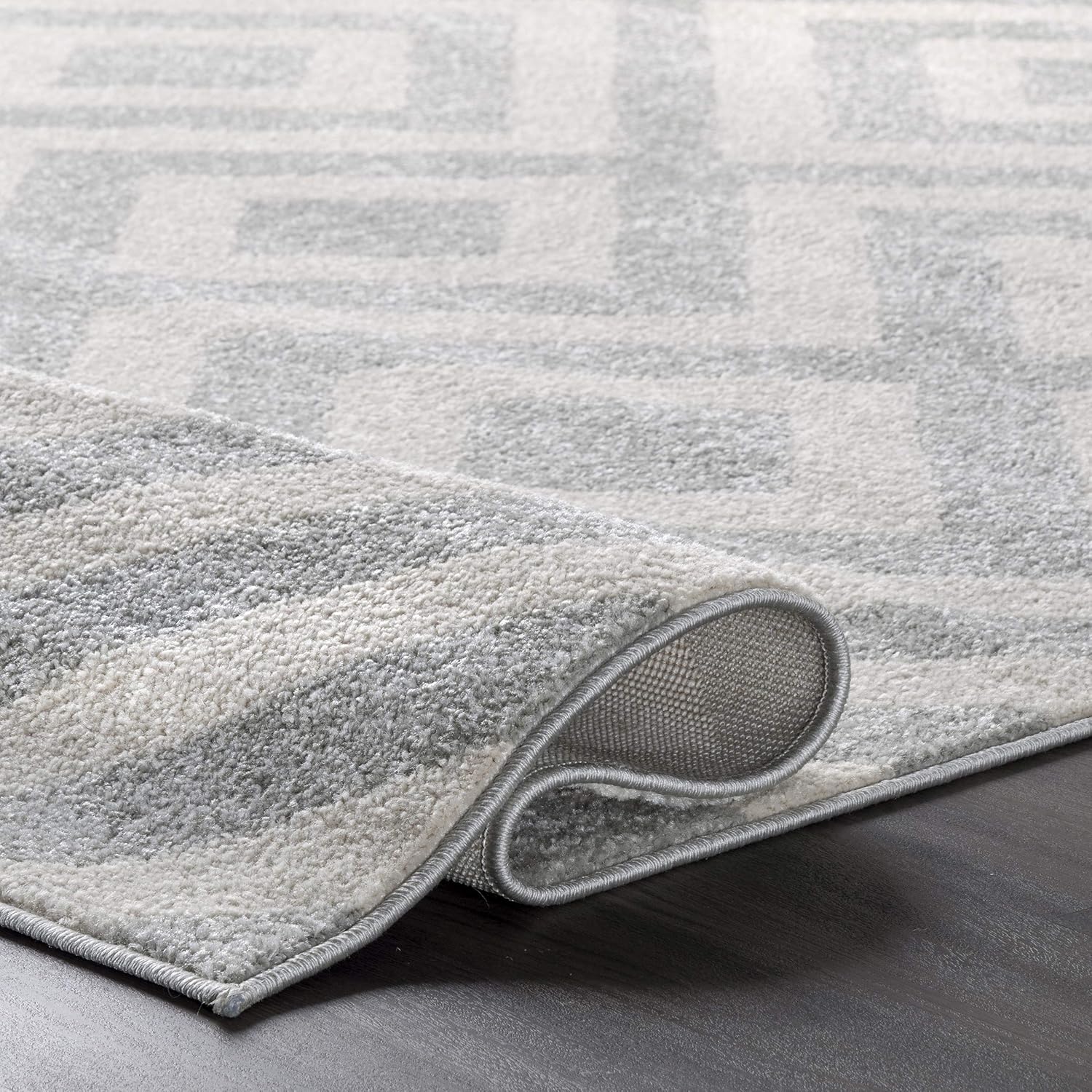 nuLOOM Alfombra geométrica Zadie, 2 x 6 pies, gris claro