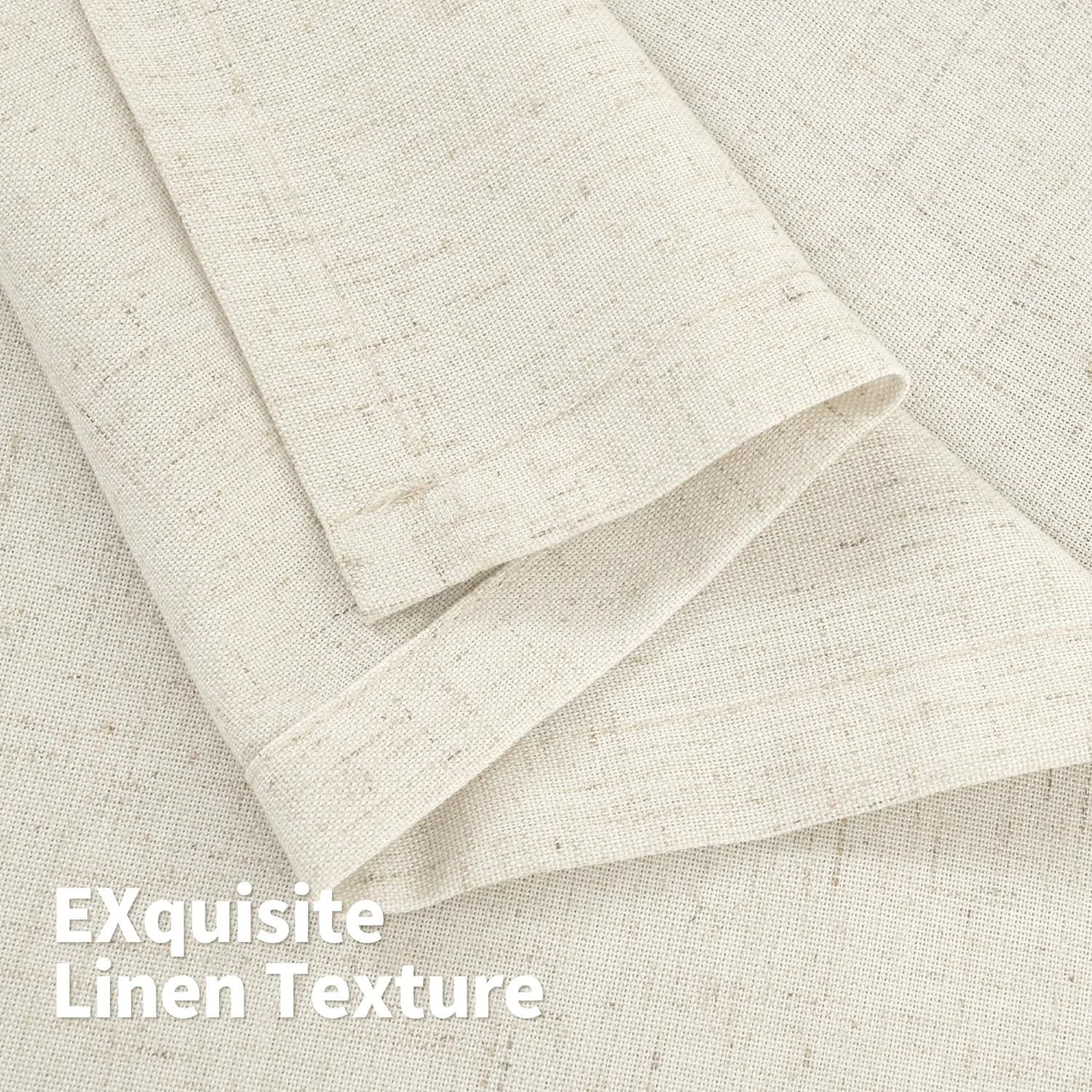 YoungsTex Cortinas de lino natural de 95 pulgadas de largo para sala de estar, filtrante de luz, con ojales, cortinas largas de lino para ventana de