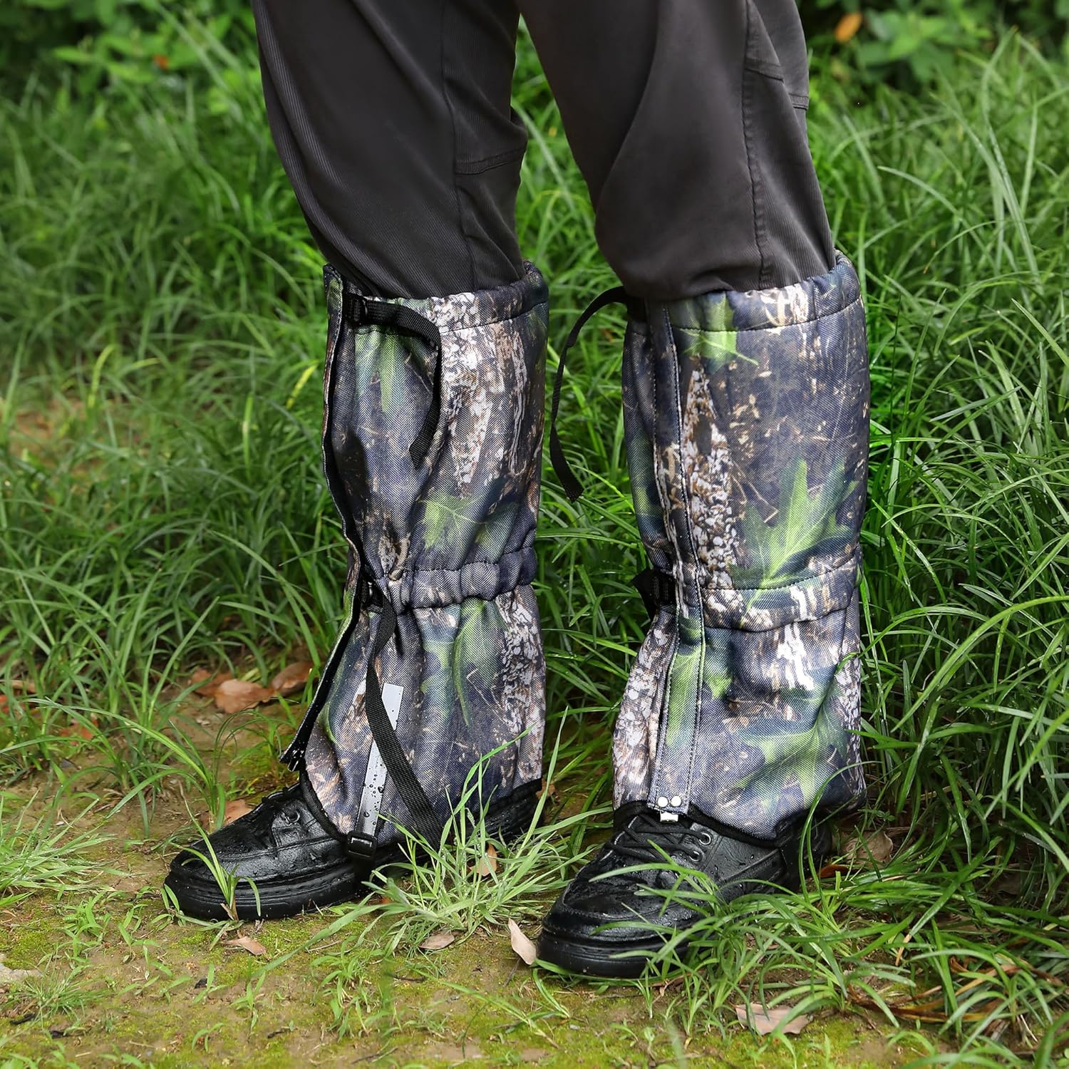 1 par de polainas de pierna de caza, polainas impermeables para botas de caza, polainas de caza ajustables, protectores de piernas, protección de
