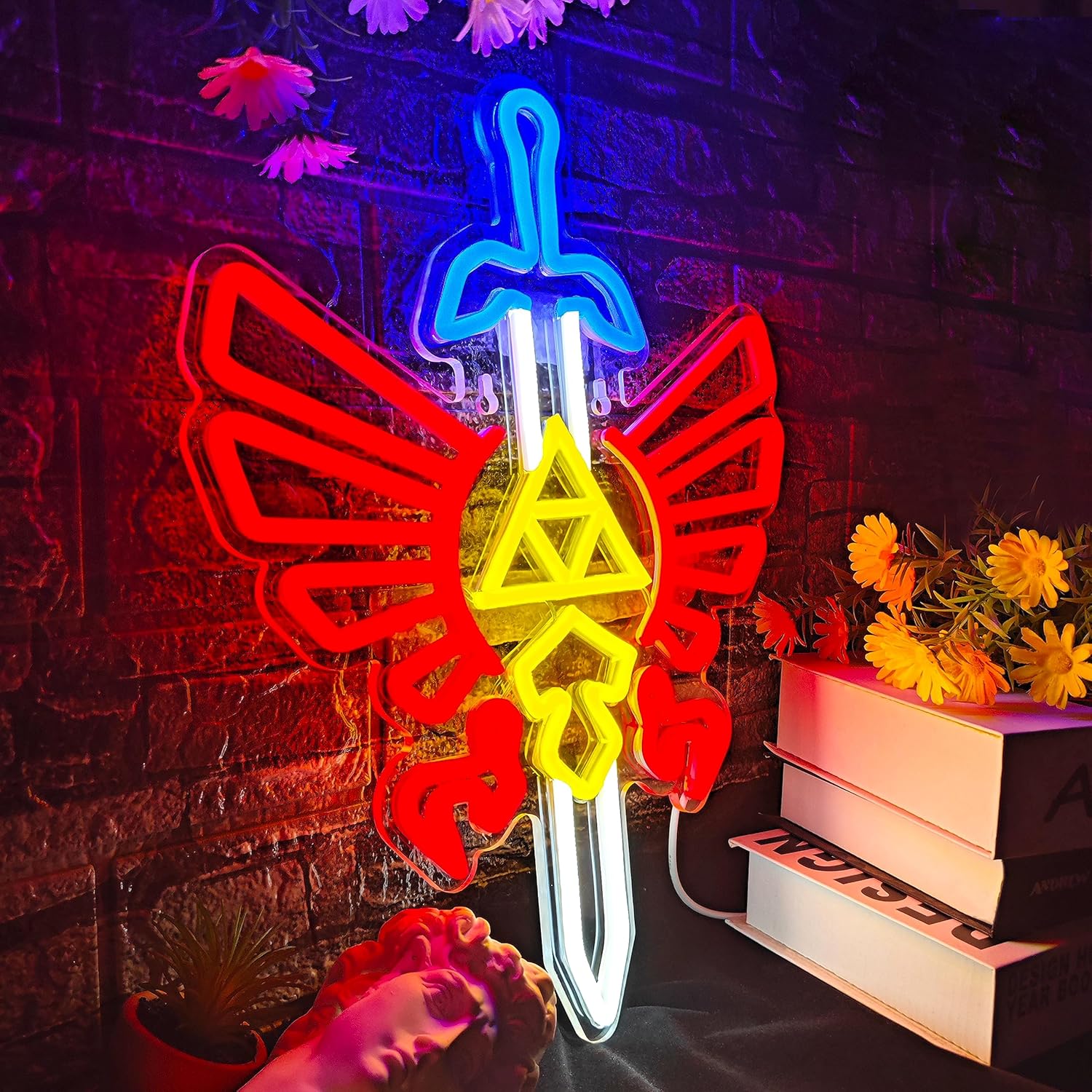 Letrero de neón con espada para gamer, para decoración de pared, decoración de sala de juegos, regalos LOZ, espada maestra, letrero LED, decoración