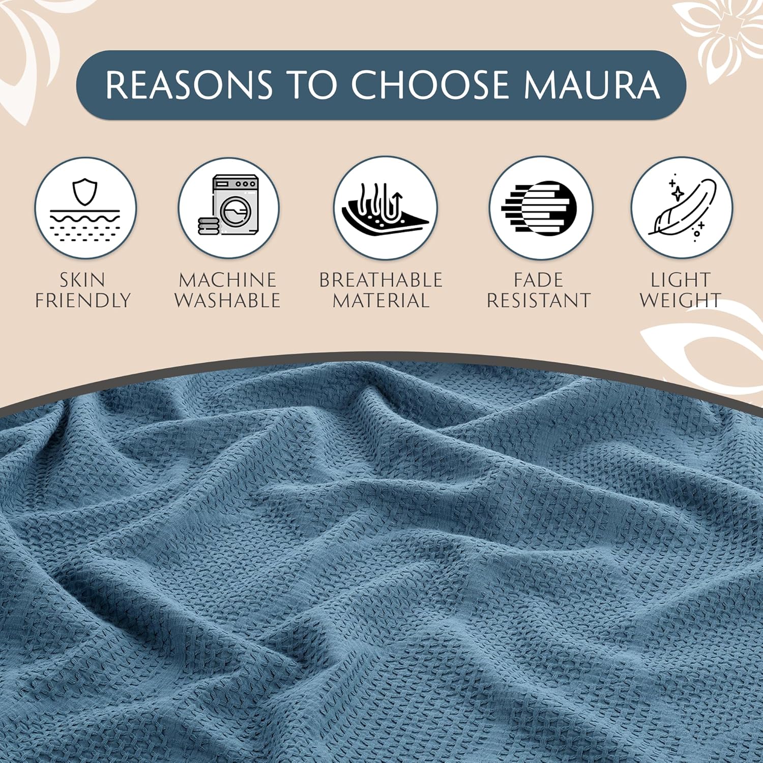 Maura Mantas finas y ligeras. Manta térmica decorativa 100% algodón, diseño jacquard satinado. Manta transpirable, acogedora y perfecta para colocar