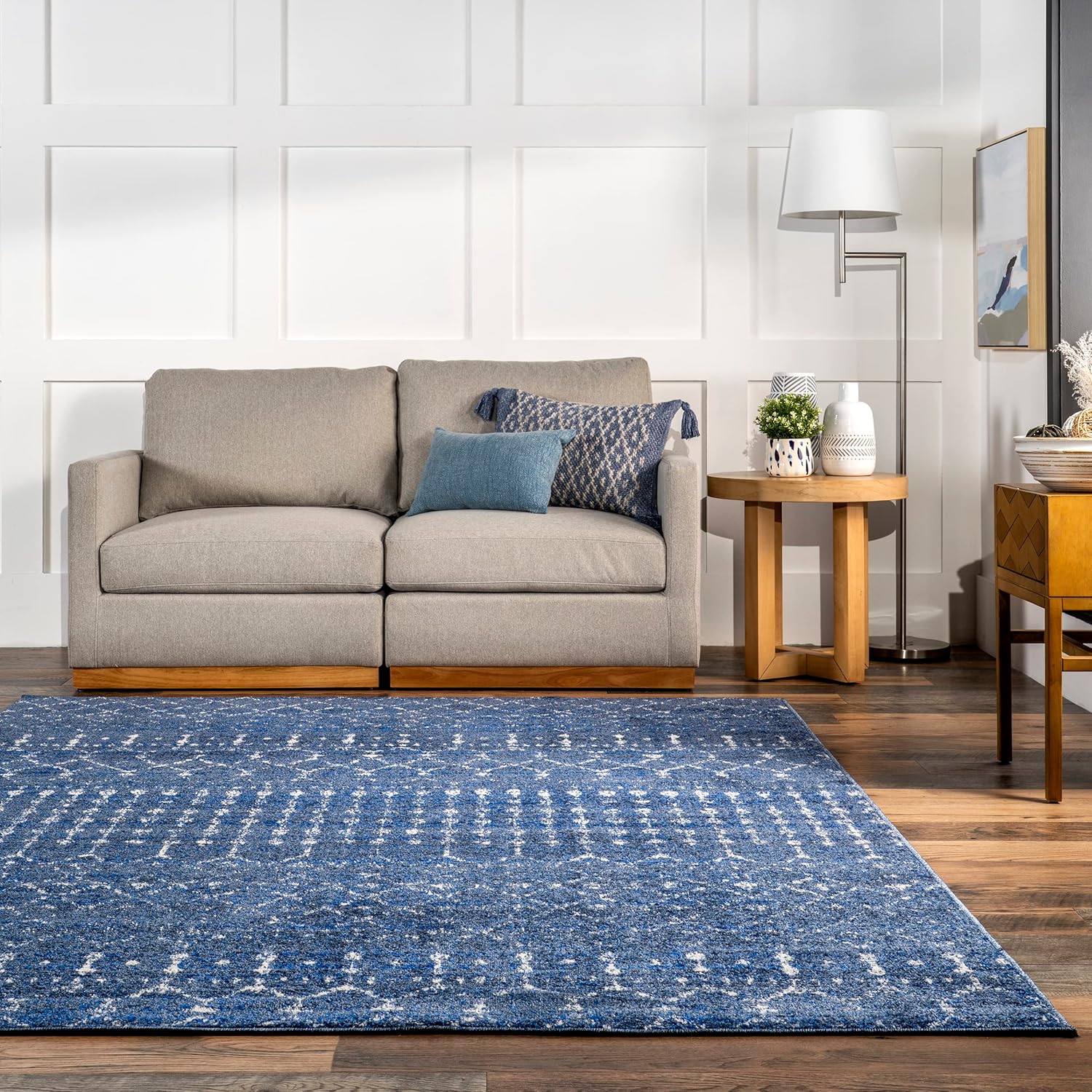 nuLOOM – Alfombra marroquí Blythe Accent, 61 x 91 cm, rectangular, azul oscuro, 0.9 cm de grosor