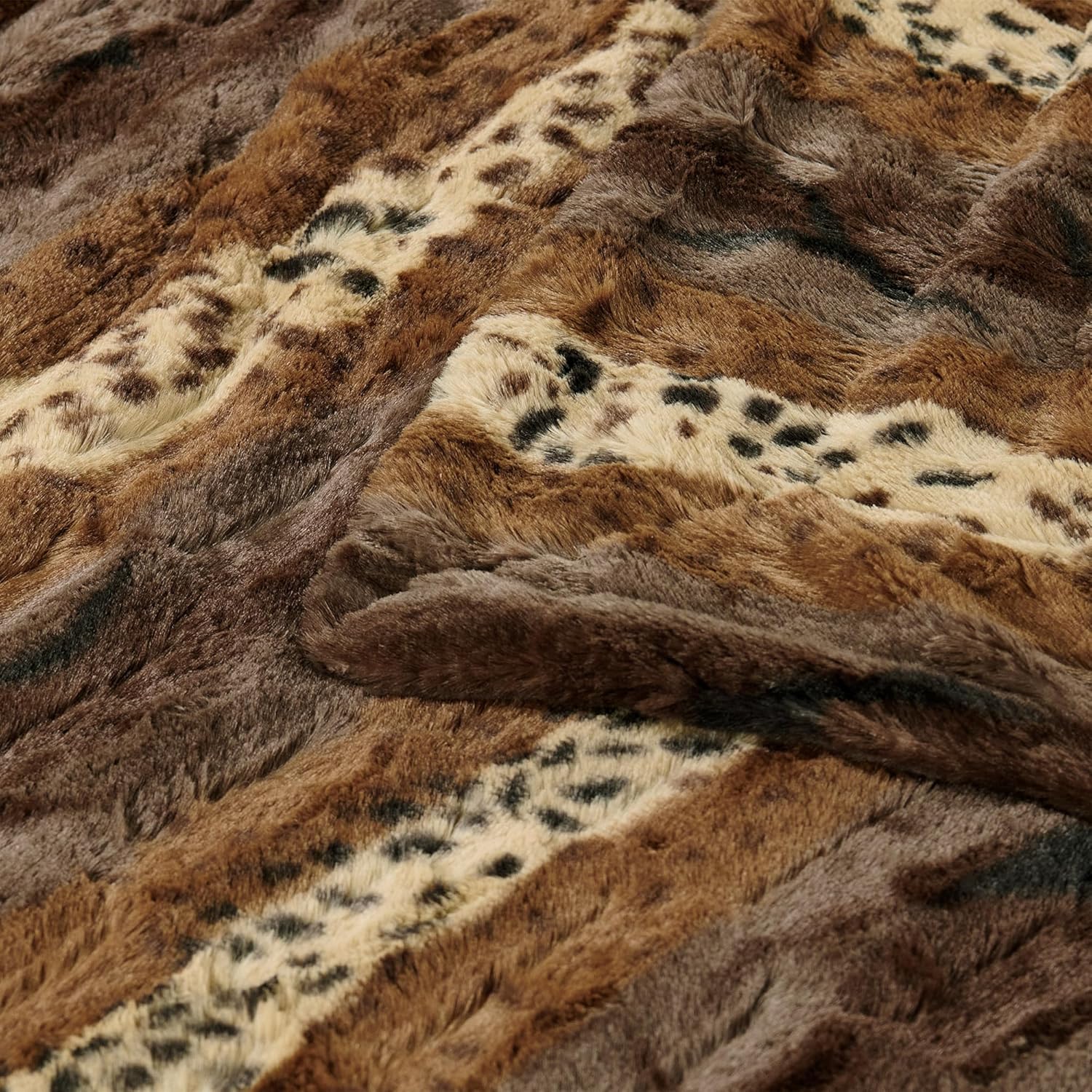 Manta de piel sintética marrón con estampado de leopardo cepillado de doble cara de 50 x 60 pulgadas, manta de felpa ligera y esponjosa para sofá,