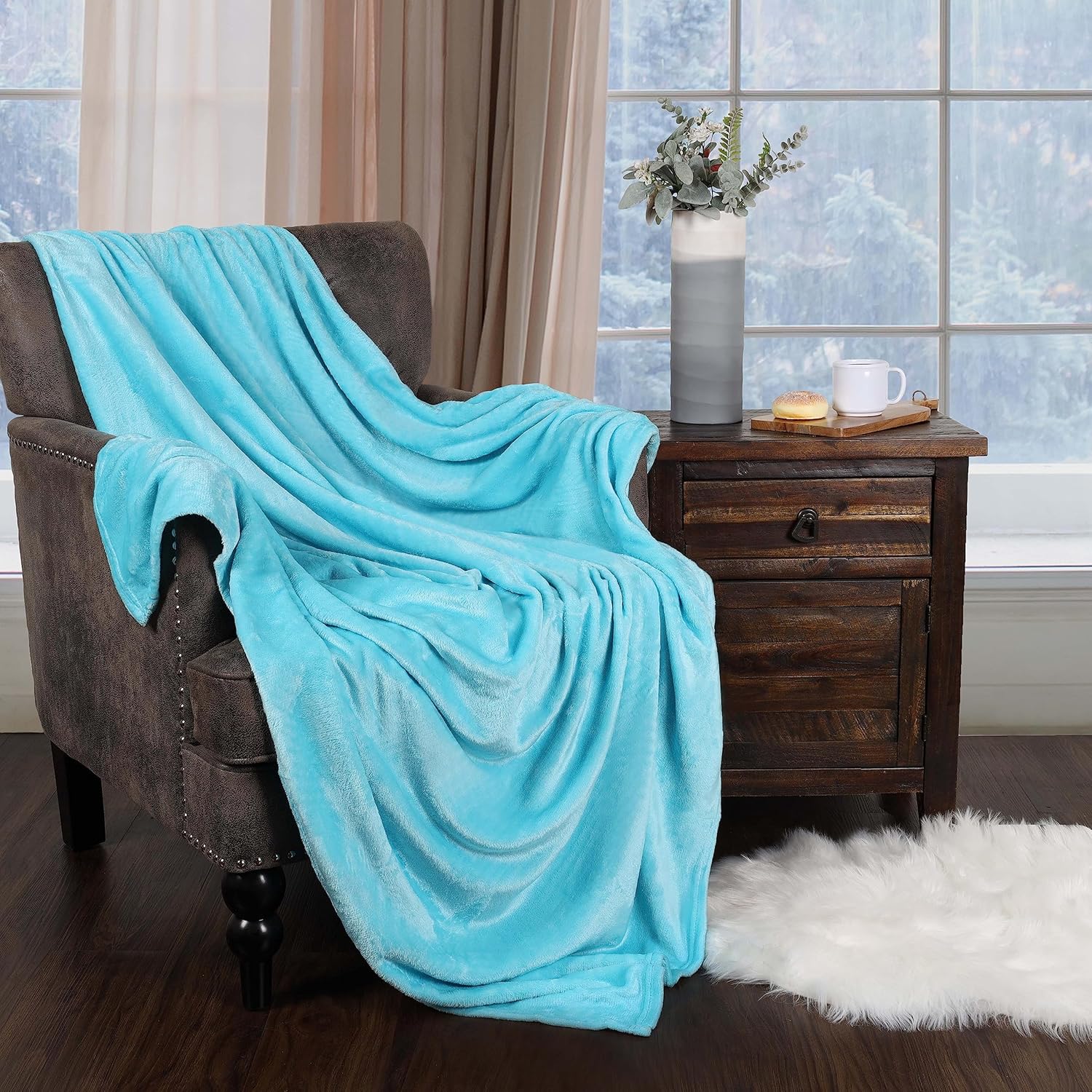 SUPERIOR Manta de forro polar, afelpada, esponjosa, suave, mantas decorativas para dormitorio, sofá, ropa de cama mullida, bonita decoración de