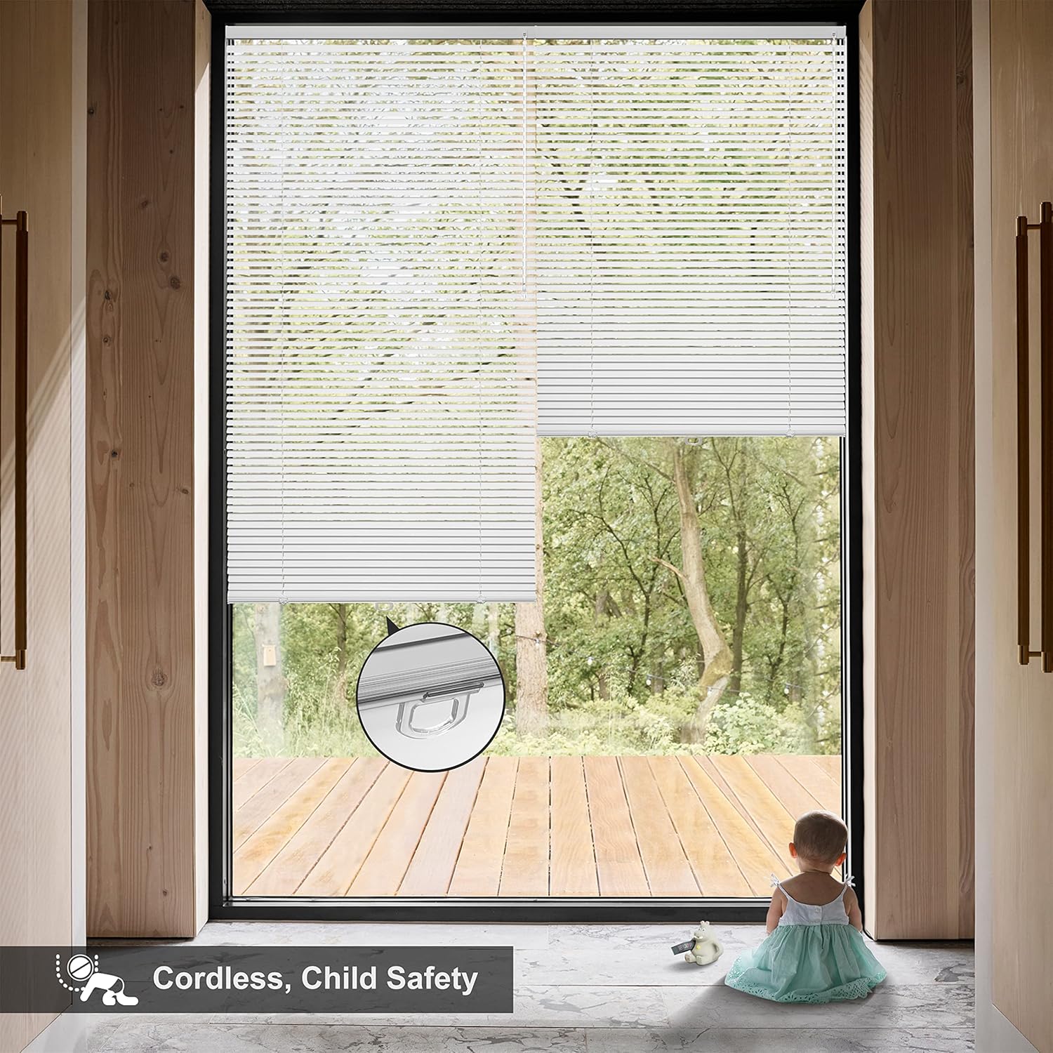 HOTSOON Mini persianas de aluminio para ventanas, sin cordón, para oscurecer la habitación, persianas venecianas horizontales de metal, de 1