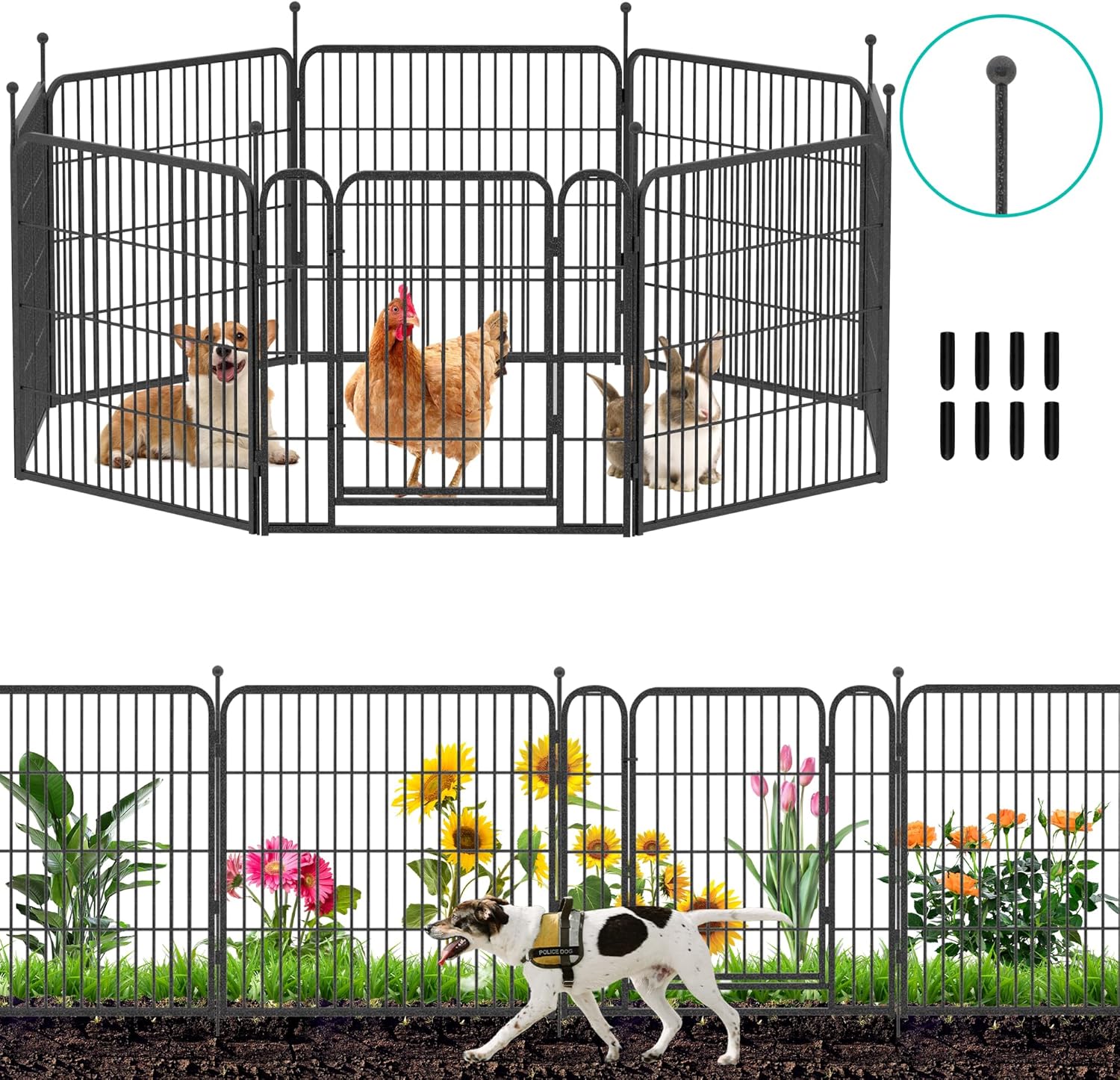 Valla decorativa de jardín plegable para decoración de patio, cama de flores, paneles de sección de barrera de animales, borde de valla de jardín de