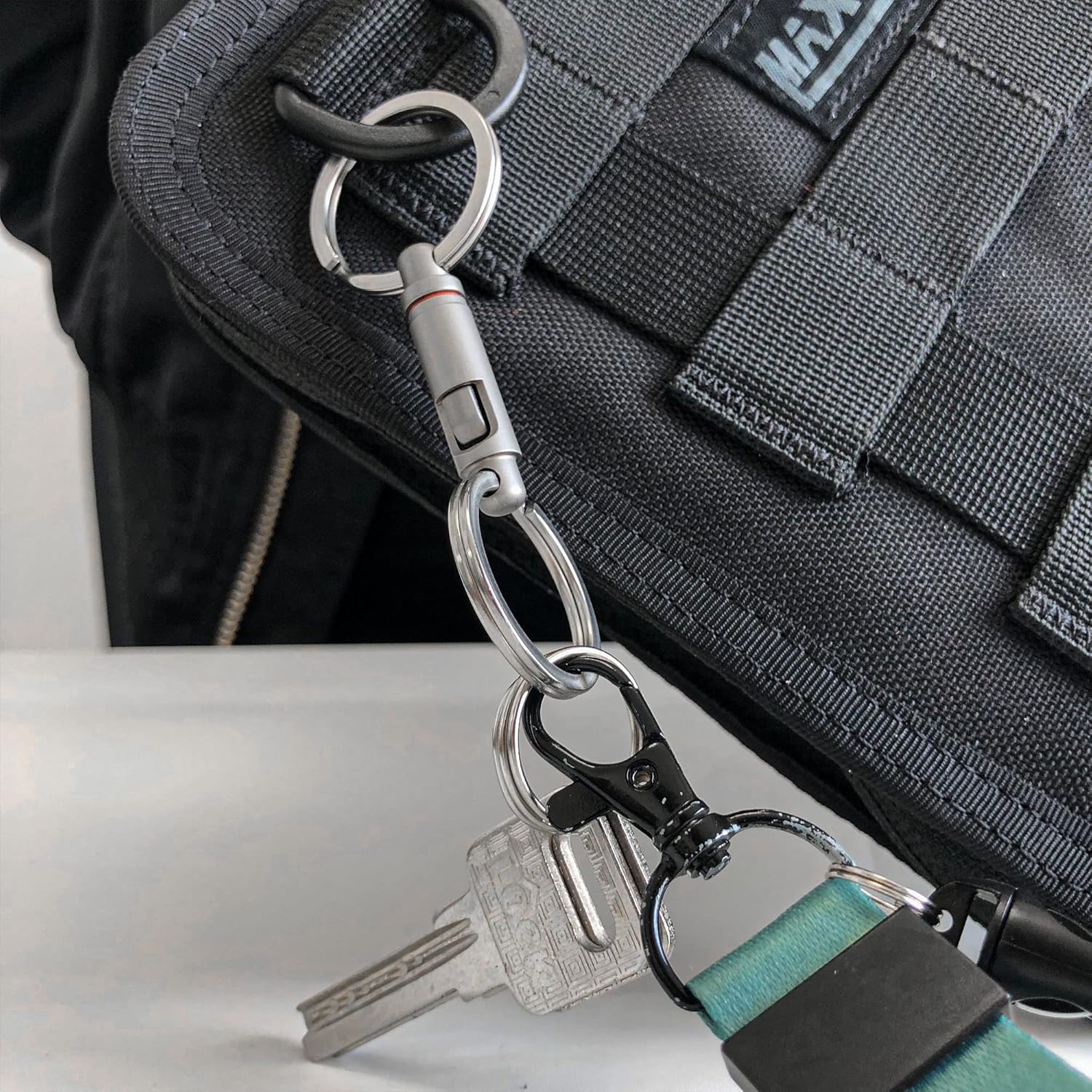 WANERSEN Llavero de titanio de liberación rápida desmontable con anillos divididos EDC Breakaway Llavero para hombres o mujeres