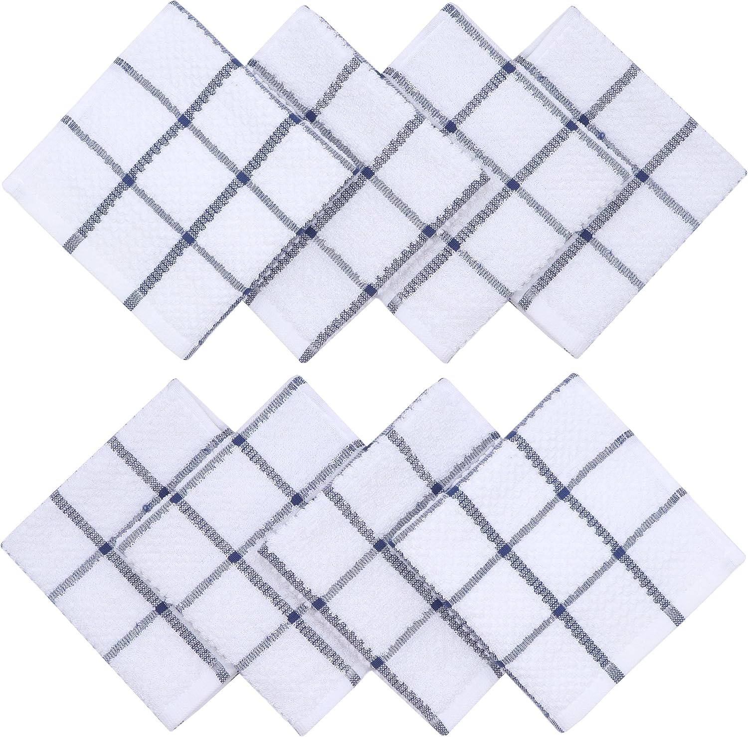 HFGBLG Juego de 8 paños de cocina de algodón para lavar la cocina, paños de cocina, paños de limpieza ligeros y suaves, 12 x 12 pulgadas (cuadros