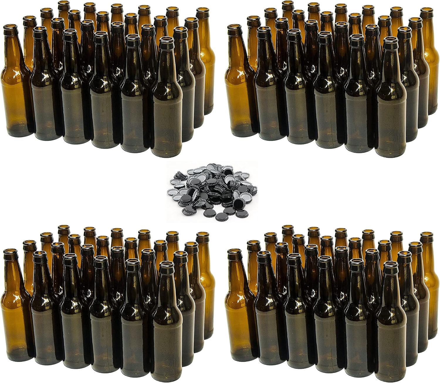 North Mountain Supply Botellas de cerveza ámbar de 12 onzas (96) + kit de bandeja y estante de secado de botellas FastRack
