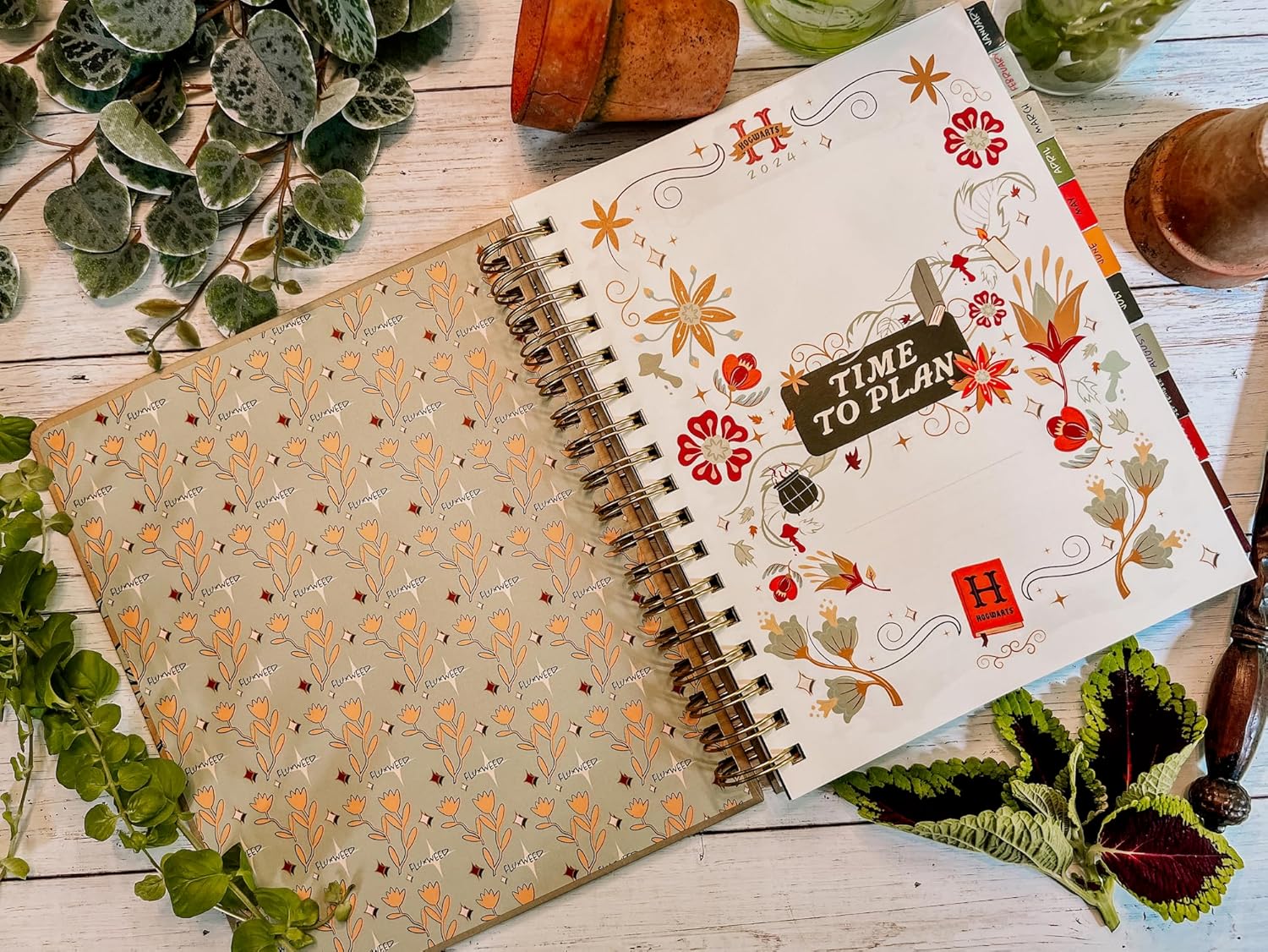 Conquest Journals Harry Potter Herbology – Agenda semanal fechada 2024, formato vertical, cubierta de tablero de libro envuelta, encuadernado en