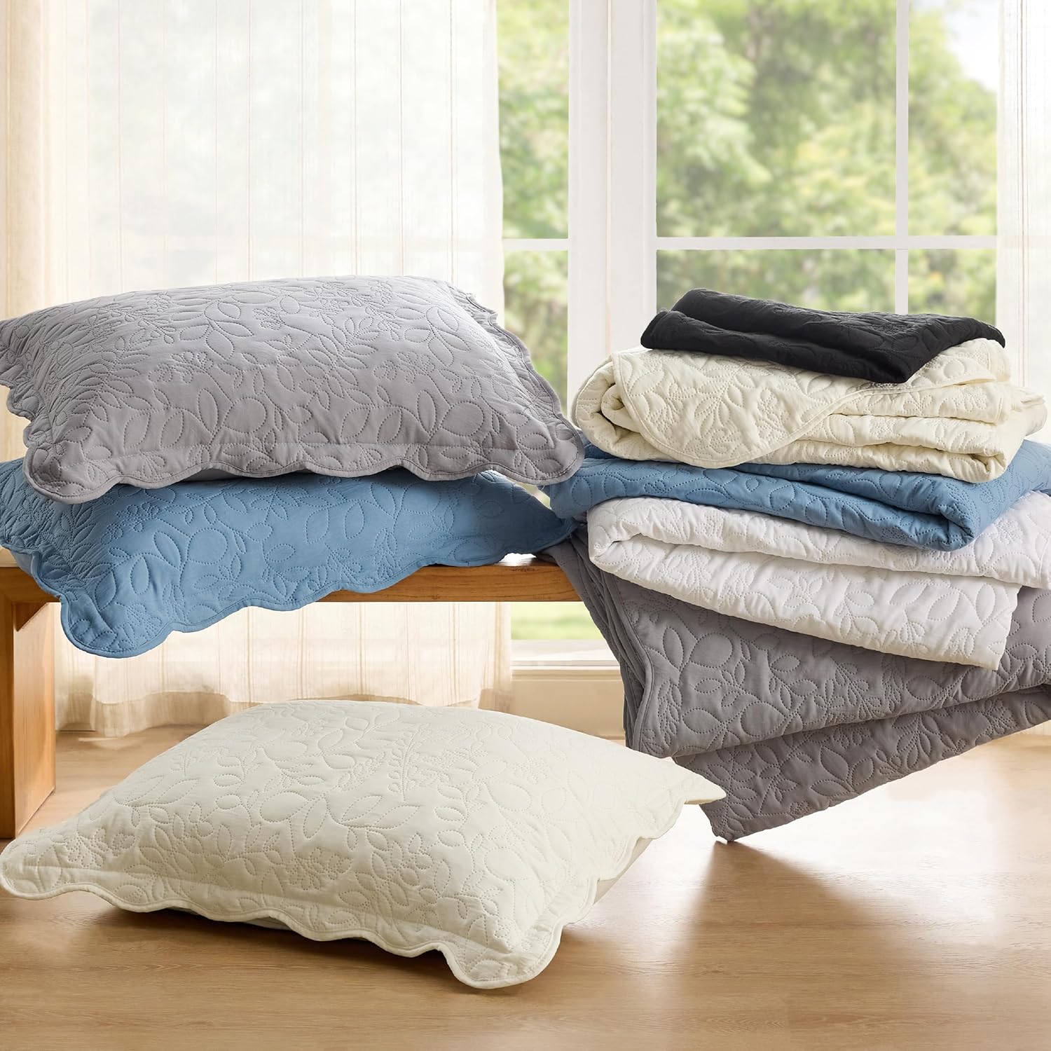 Bedsure Juego de edredón tamaño King  Juego de ropa de cama prelavado tamaño King  Colcha ultrasuave tamaño King  Colcha de color amarillo crema