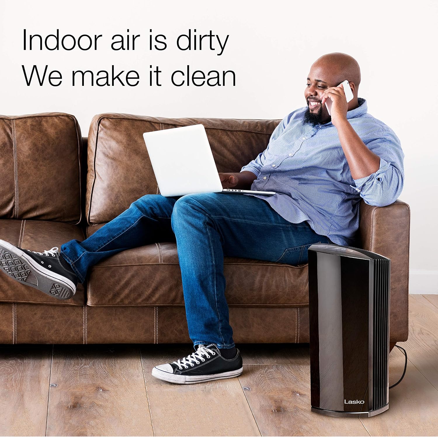 Lasko LP450 – Purificador de aire de torre HEPA prémium para el hogar con DreamMode y temporizador la filtración HEPA verdadera elimina el 99.97%