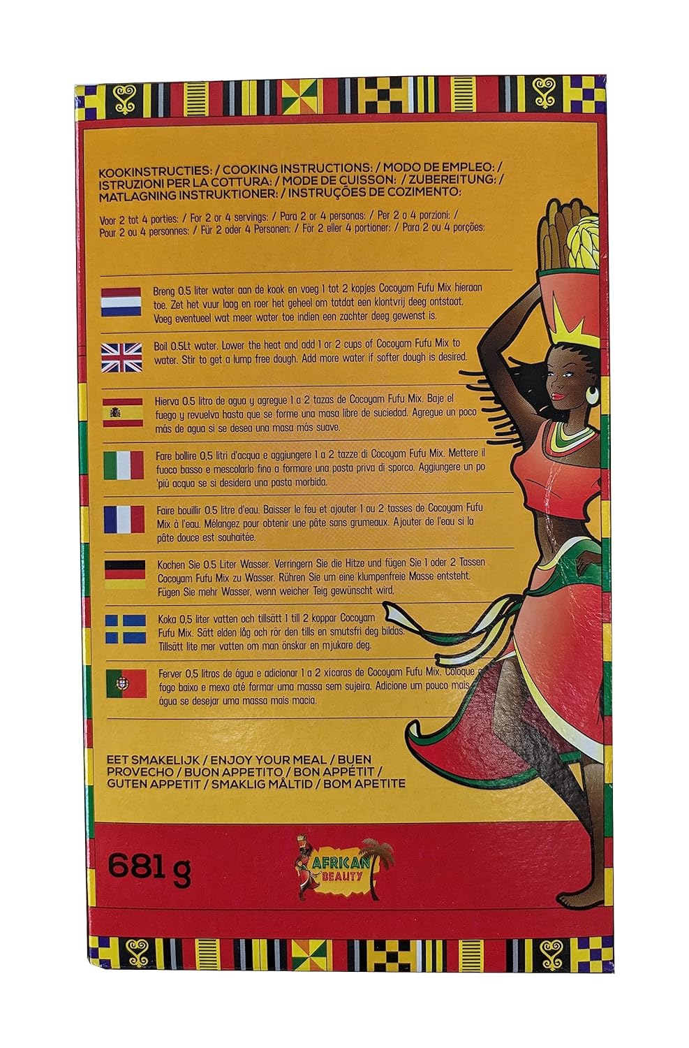 Cocoyam – Mezcla africana de harina de fufu, 24 onzas, auténtica, de calidad prémium con coco real, 100% natural por African Beauty (paquete de 1)