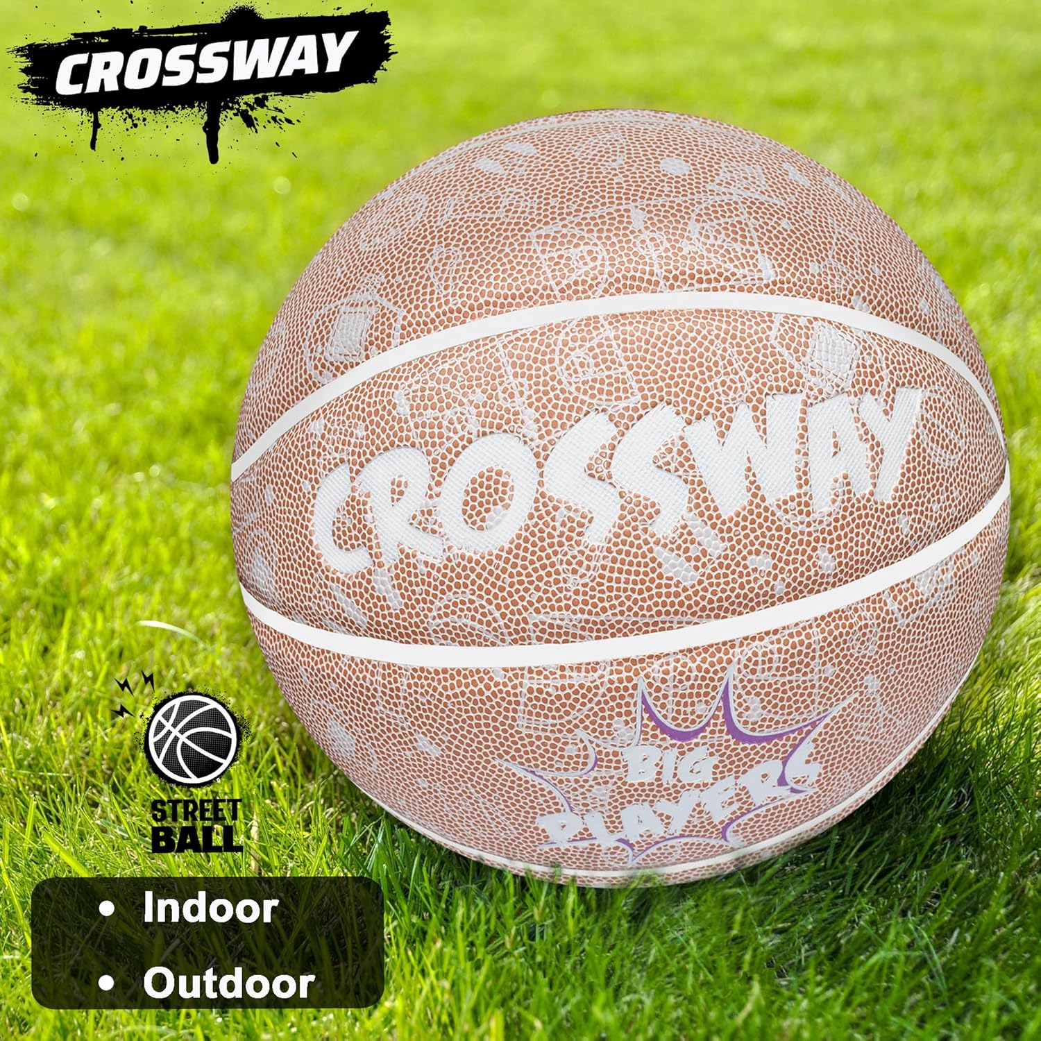 Crossway Big Player Series Premium Composite Basketball – Moisture-Wicking, Non-Slip, and Durable for IndoorOutdoor Training. Includes Pump.