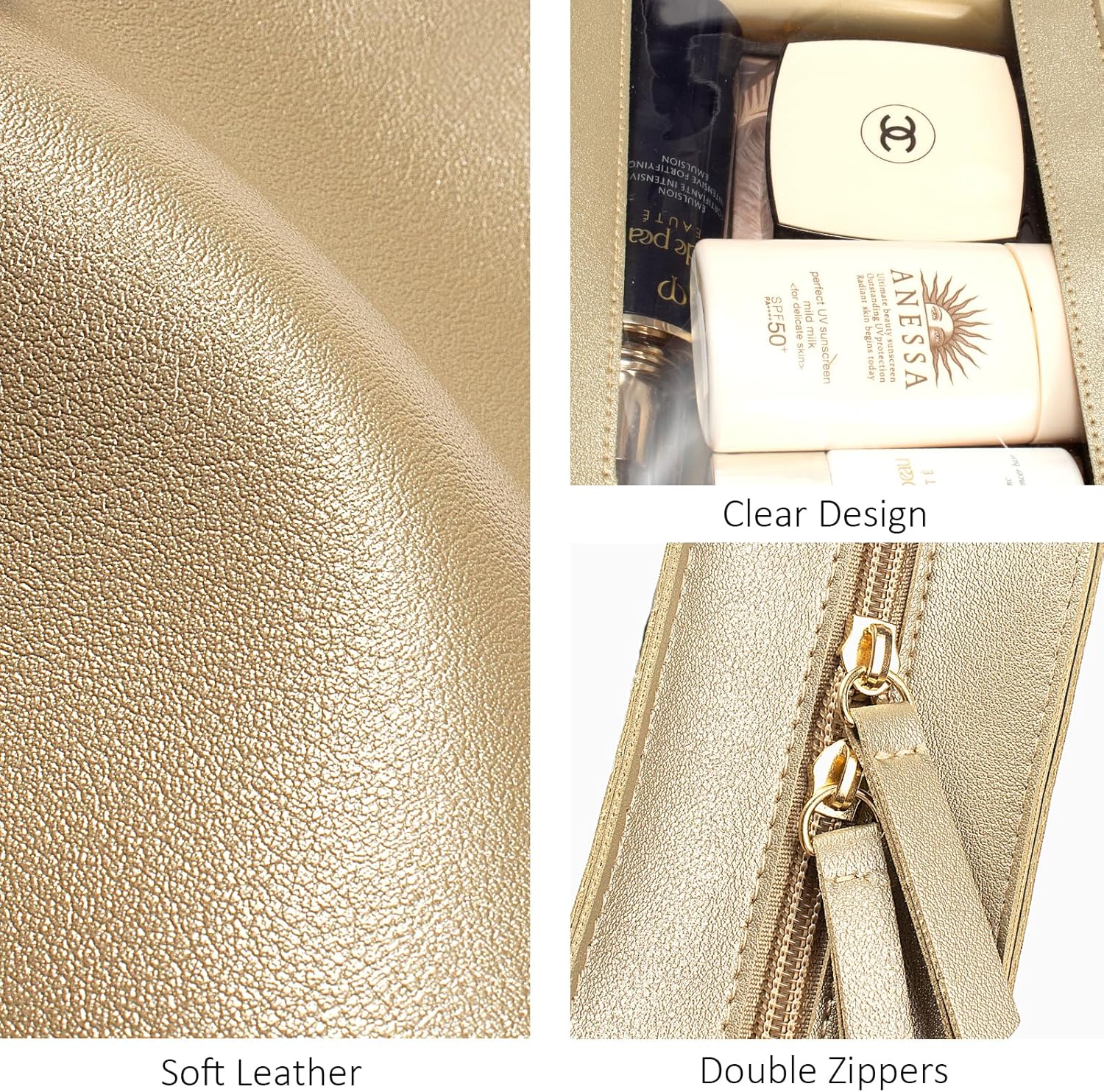 Bolsas de maquillaje transparentes, bolsa de aseo aprobada por la TSA con cremallera, organizador de maquillaje transparente para artículos