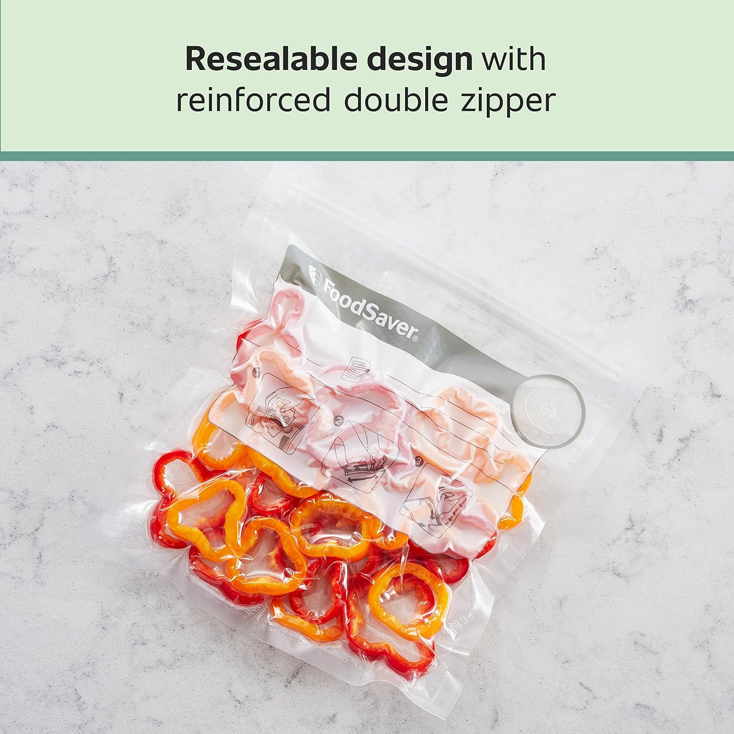 FoodSaver Bolsas con cremallera al vacío de construcción multicapa sin BPA de 1 cuarto de galón, 18 unidades (paquete de 2)