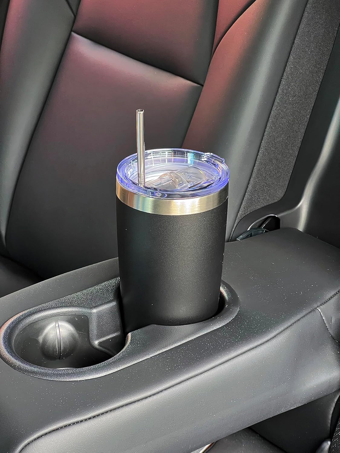 Vaso de acero inoxidable de 20 onzas con aislamiento al vacío, doble pared, botella de viaje con tapa y popote para agua, té helado o café, batido y