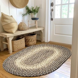 Super Area Rugs Braided Rugs – Alfombra rústica de 3 x 5 pies, alfombra trenzada Ridgewood para sala de estar, reversible, para interiores y Super Area Rugs Braided Rugs – Alfombra rústica de 3 x 5 pies, alfombra trenzada Ridgewood para sala de estar, reversible, para interiores y