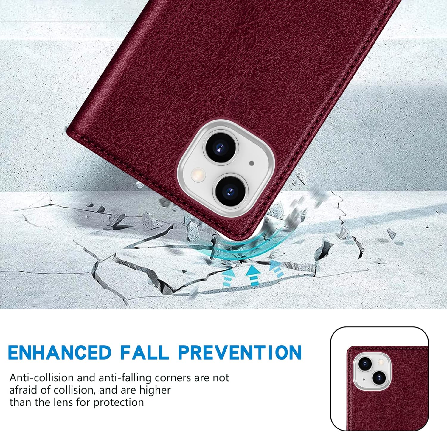 ZZXX Funda tipo cartera para iPhone 15 con bloqueo RFID, soporte de ranura para tarjetas, funda magnética fuerte de cuero plegable para iPhone 15