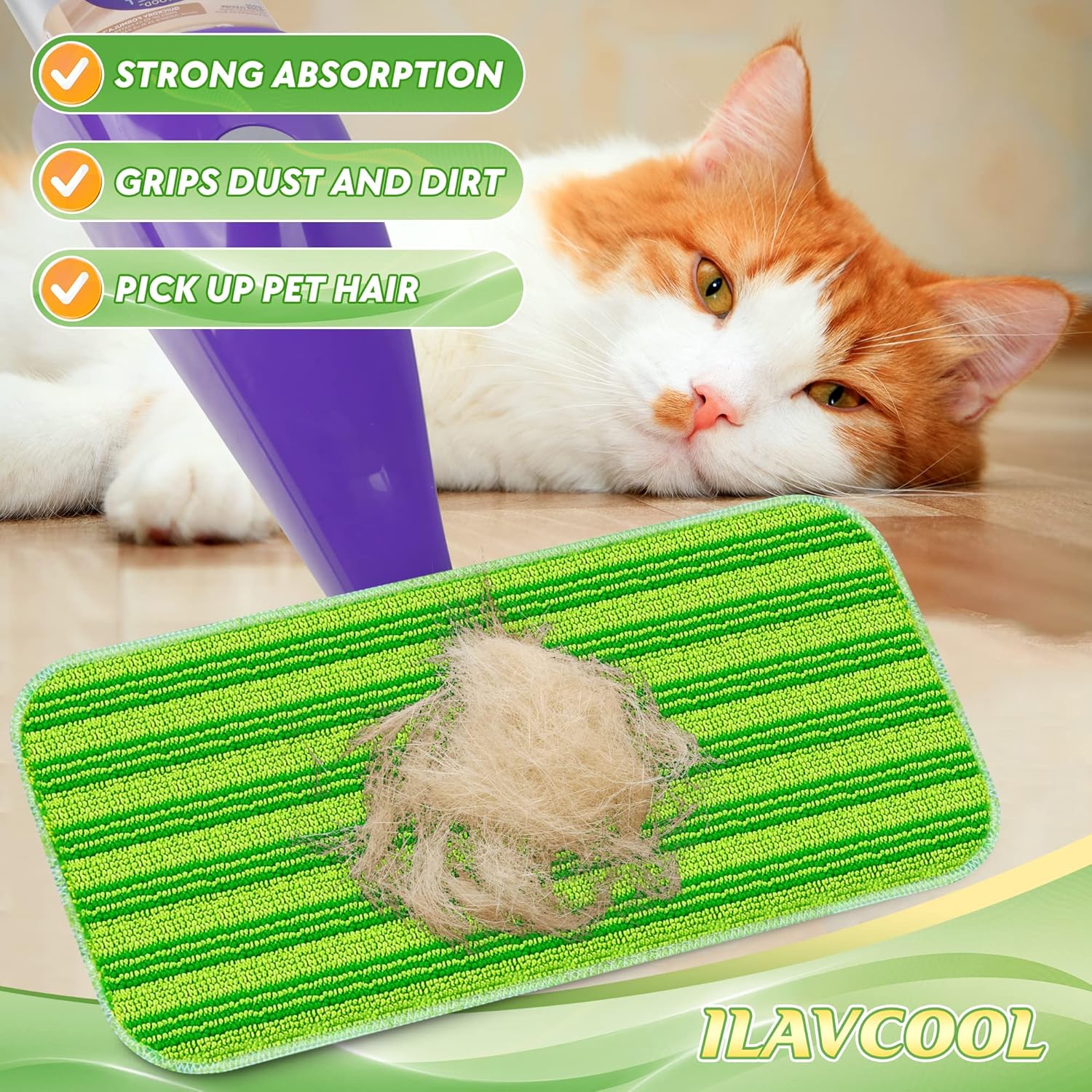 Paquete de 6 almohadillas reutilizables para trapeador compatibles con trapeador Swiffer Wet Jet, almohadillas de recambio de almohadillas de
