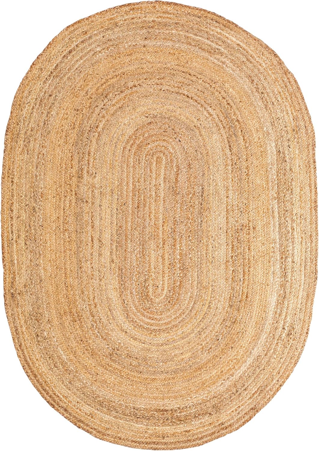Super Area Rugs Alfombra trenzada a mano de yute suave y natural, color beige natural, 6 x 9 pies