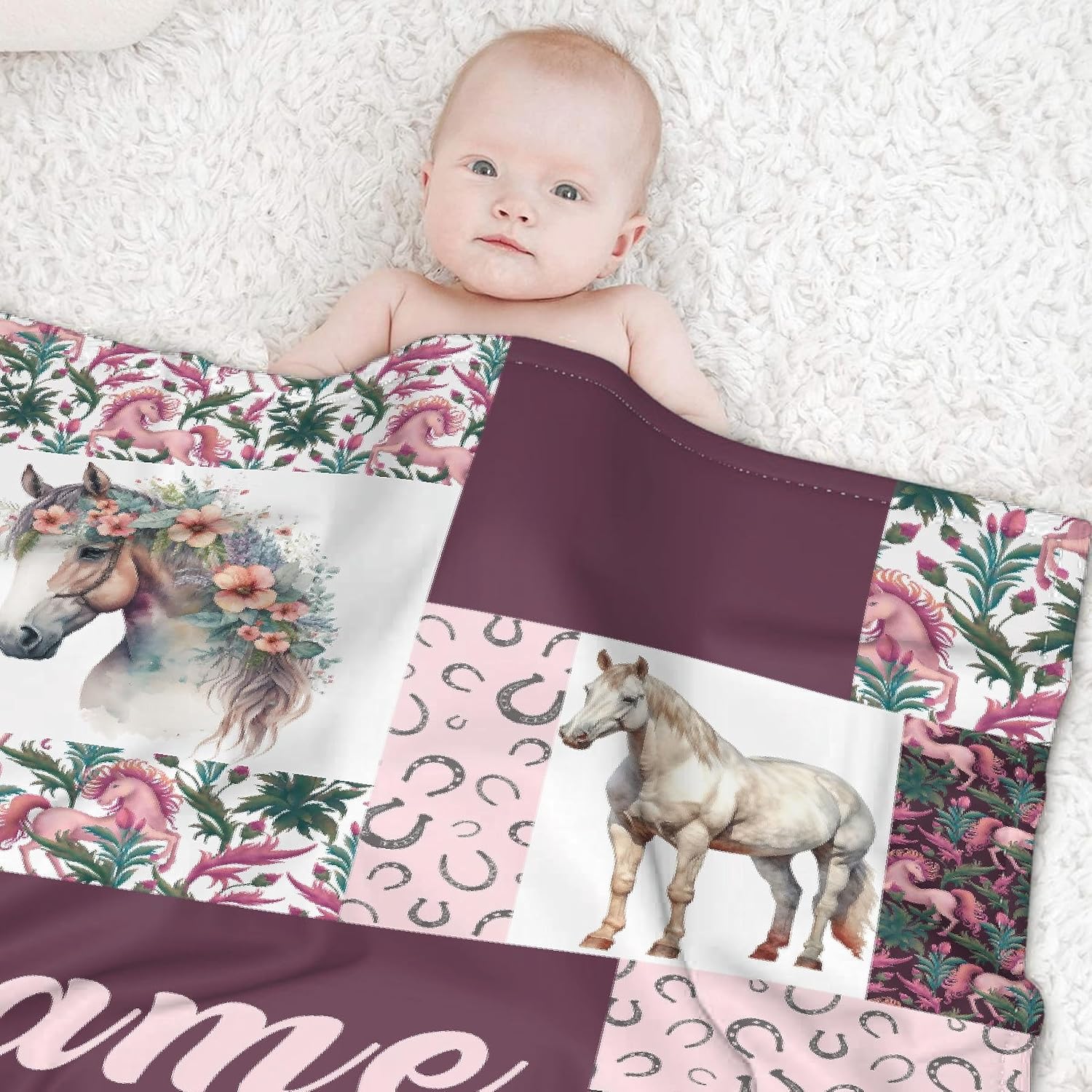 Manta de franela de forro polar personalizada con estampado de caballos, manta de caballo para niñas y mujeres, regalo para amantes de los caballos,