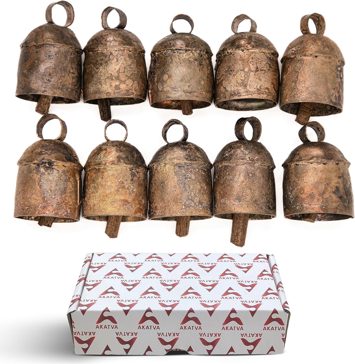 Akatva Campanas de Navidad para decoración  Campanas de vaca para decoración navideña rústica  Campanas doradas para decoraciones navideñas
