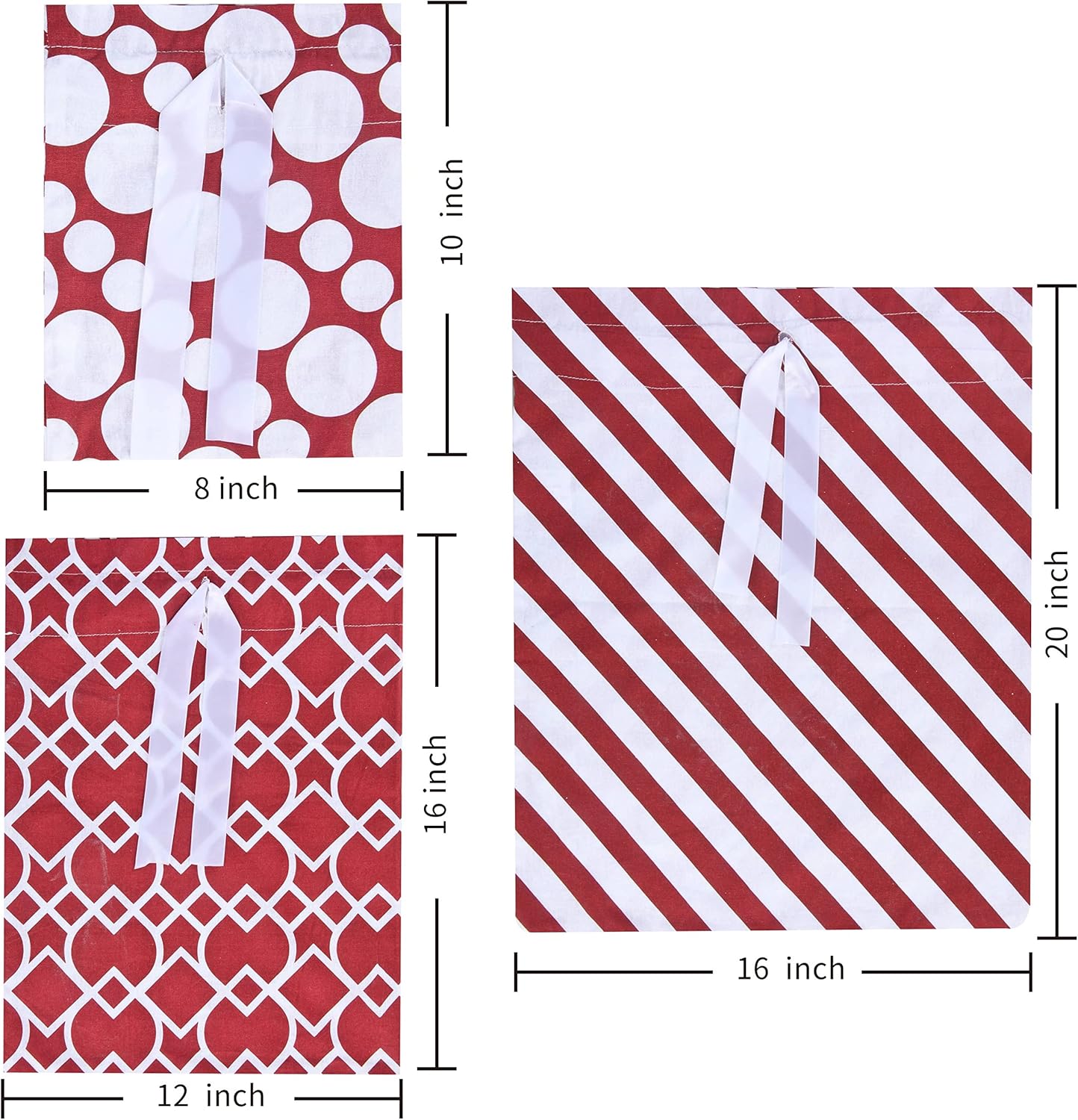 JOYIN 6 bolsas de regalo de tela roja de Navidad con 5 diseños de bolsas de tela de algodón de Navidad con cordón para decoración de Navidad, bolsas