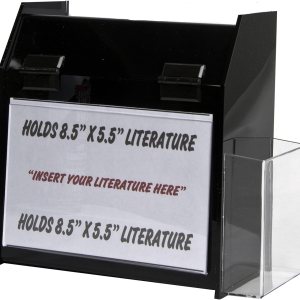 Urna acrílica negra de 5 x 9 x 6 con cerradura, marco de anuncios de 8.5 x 5.5 y soporte para folleto triple – Contenedor de plástico para Urna acrílica negra de 5 x 9 x 6 con cerradura, marco de anuncios de 8.5 x 5.5 y soporte para folleto triple – Contenedor de plástico para