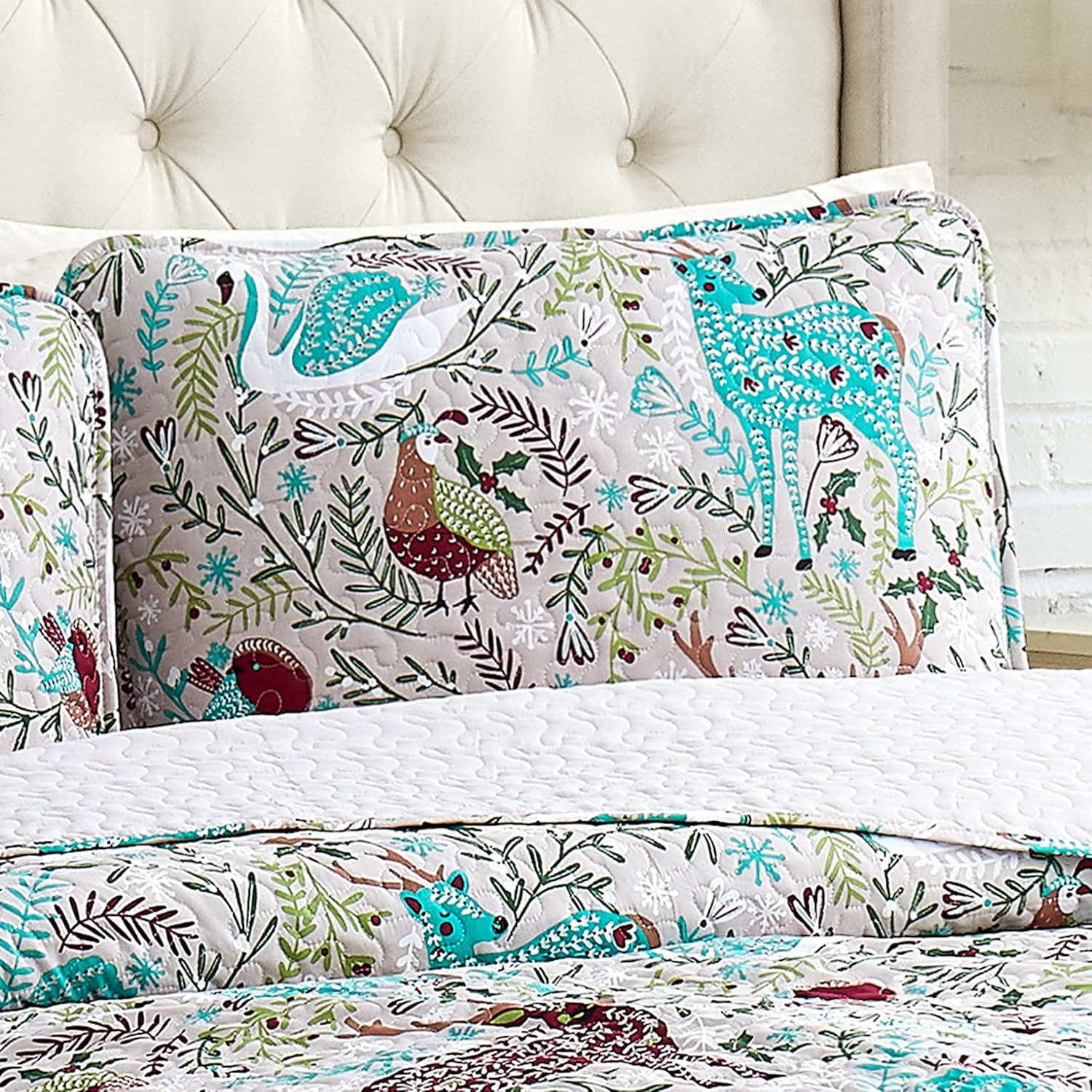 Southshore Fine Living, Inc., Juego de ropa de cama suave de 2 piezas con fundas acolchadas, diseño de bosque navideño, tamaño individualindividual