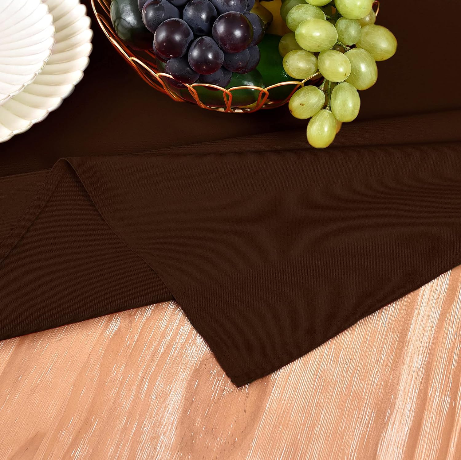 Mantel rectangular marrón de 210 GSM resistente al agua y a las manchas para mesa de 8 pies, mantel rectangular sólido de 60 x 120 pulgadas, tela de