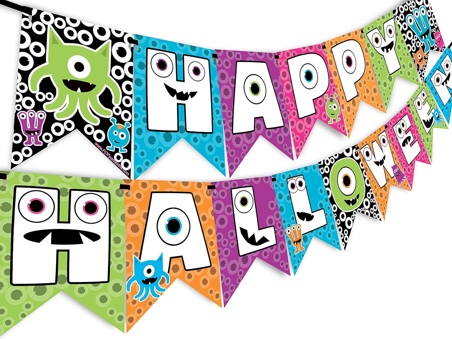Banderín de Little Monster Happy Halloween – Suministros para fiesta de Halloween – Decoraciones de fiesta de Halloween – Decoraciones de Halloween