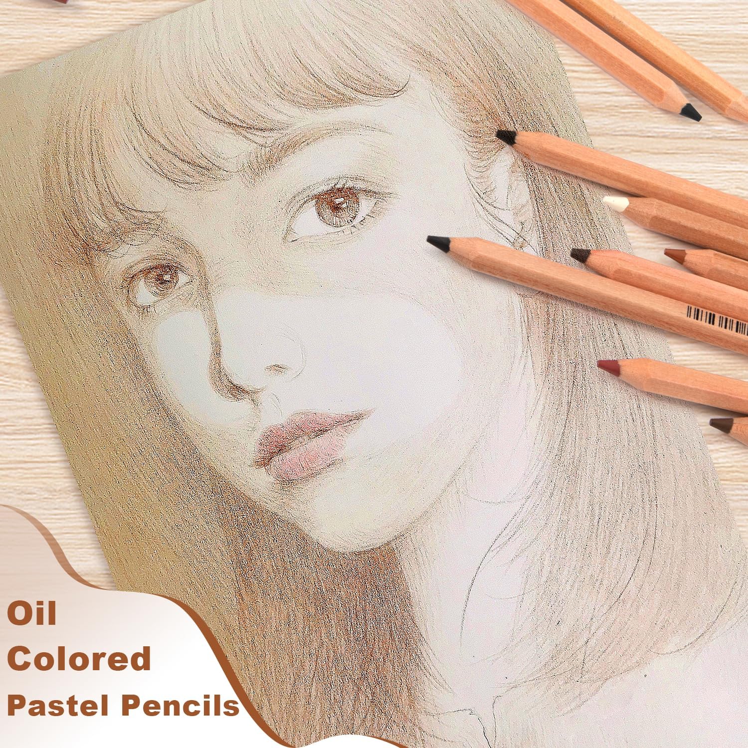 Lápices de colores de tono de piel, 12 colores pastel, juego de lápices para adultos, dibujos, bocetos, sombreado, lápices de carbón Skintone para