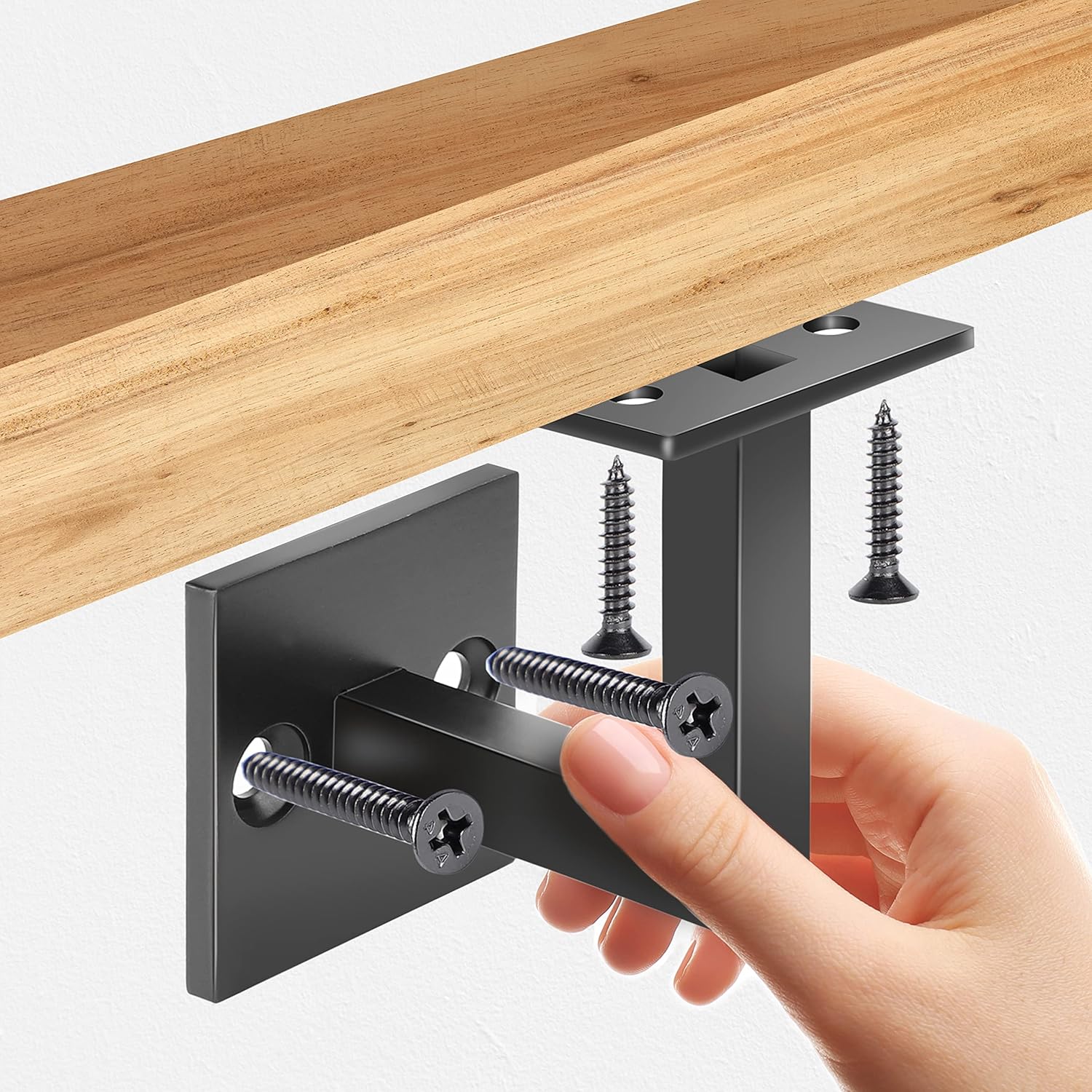 5 soportes de pasamanos de acero inoxidable 304, soportes contemporáneos para barandilla de escalera (negro mate)