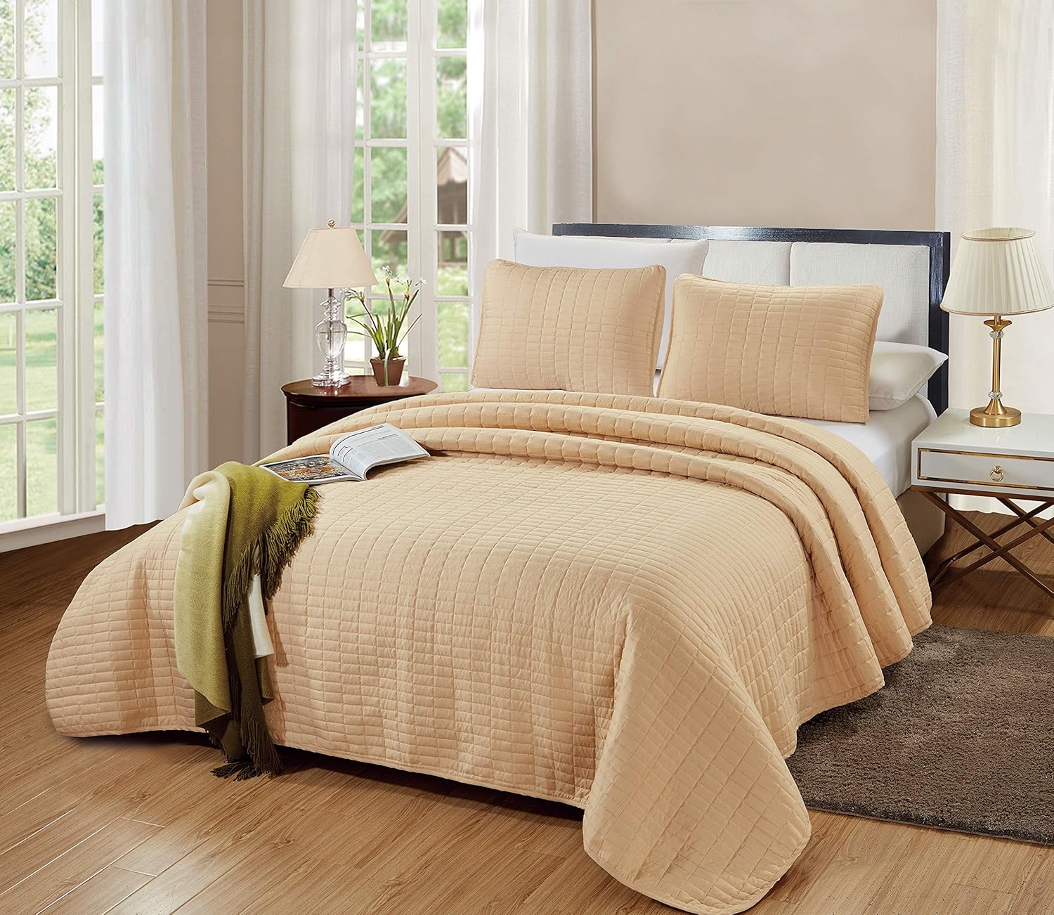Juego de cama de 2 piezas y 3 piezas, diseño de caja rectangular con patrón de caja individual y extragrande