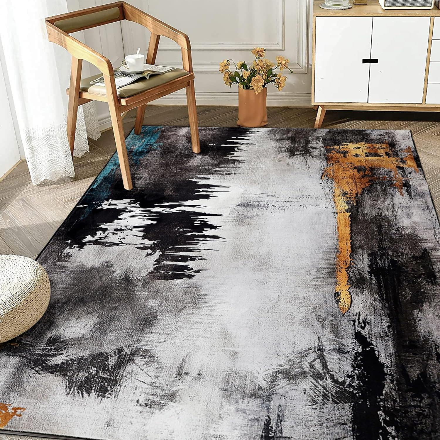 JML Alfombra de área de 3 x 5 pies para sala de estar, alfombra lavable para dormitorio, suave, antideslizante, más gruesa, alfombra de área de pelo