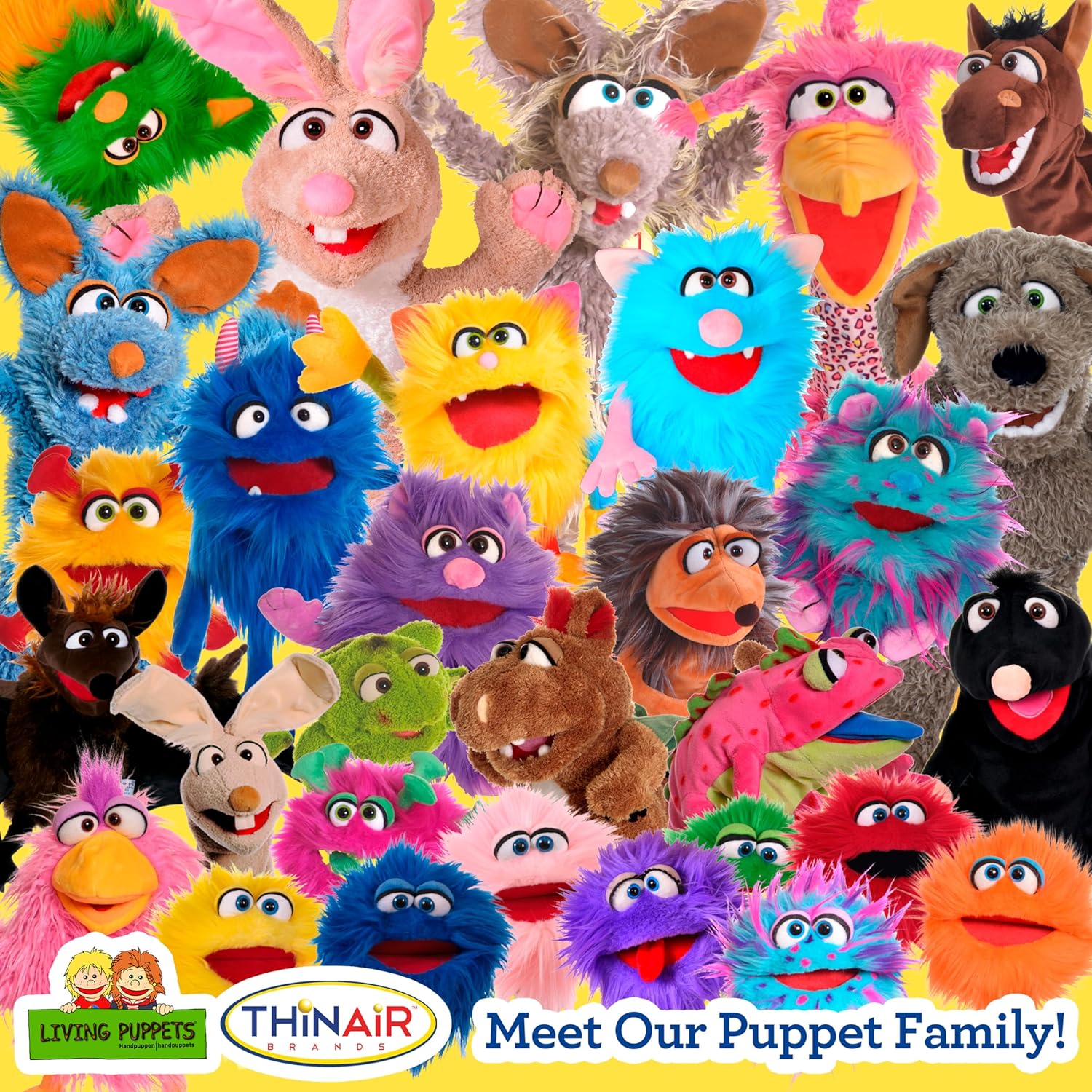 Living Puppets – Pitido el monstruo azul de 9 pulgadas, marioneta de mano de felpa para niños y niñas