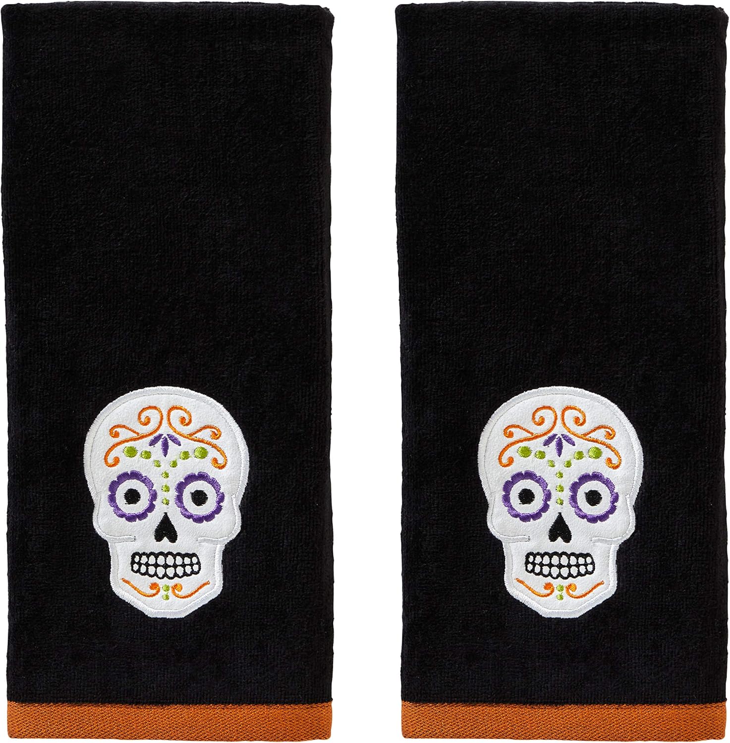 SKL Home de Saturday Knight Ltd. – Juego de toallas de mano Sugar Skull, color negro, paquete de 2